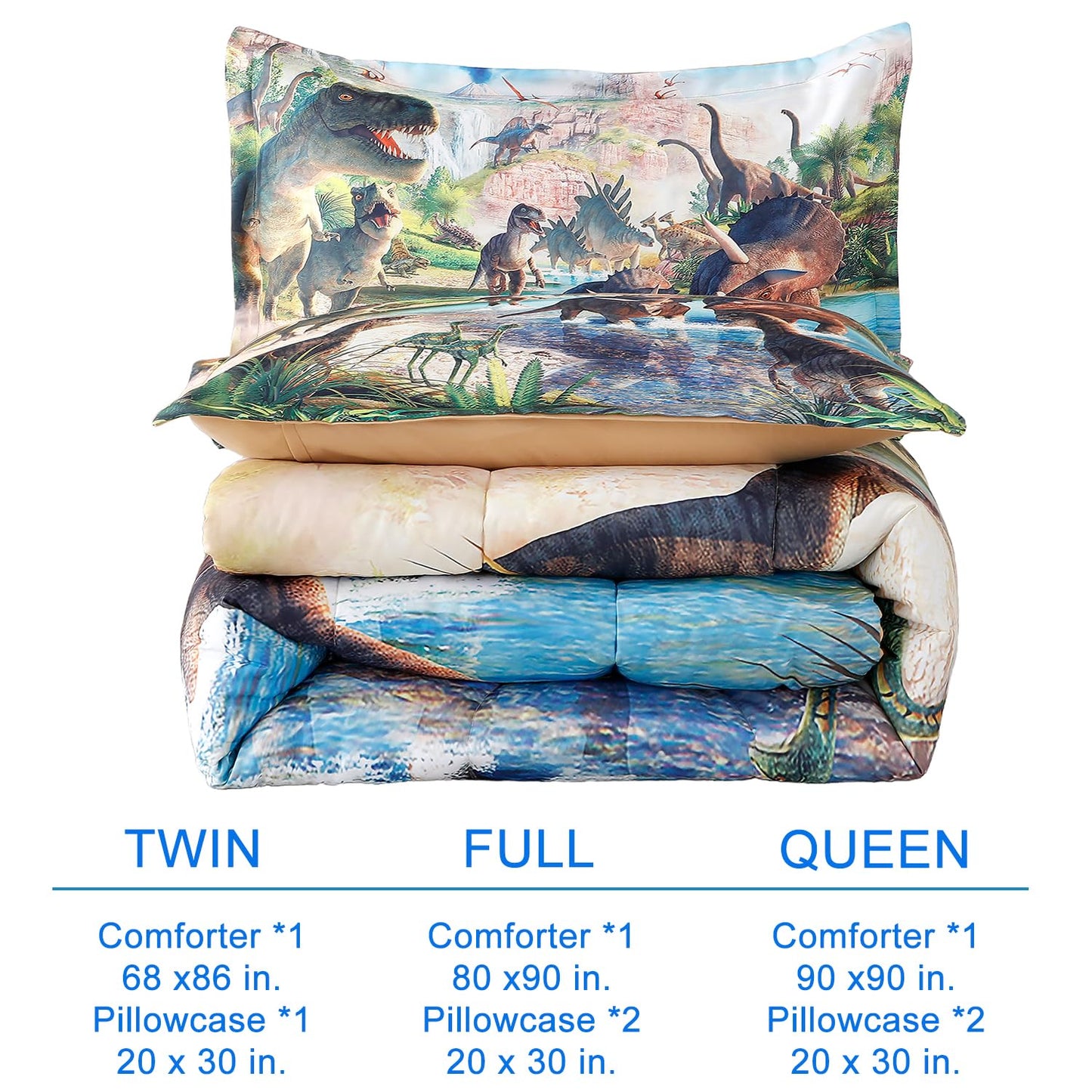 Twin Comforter Set Kids Bedding T-Rex 3D