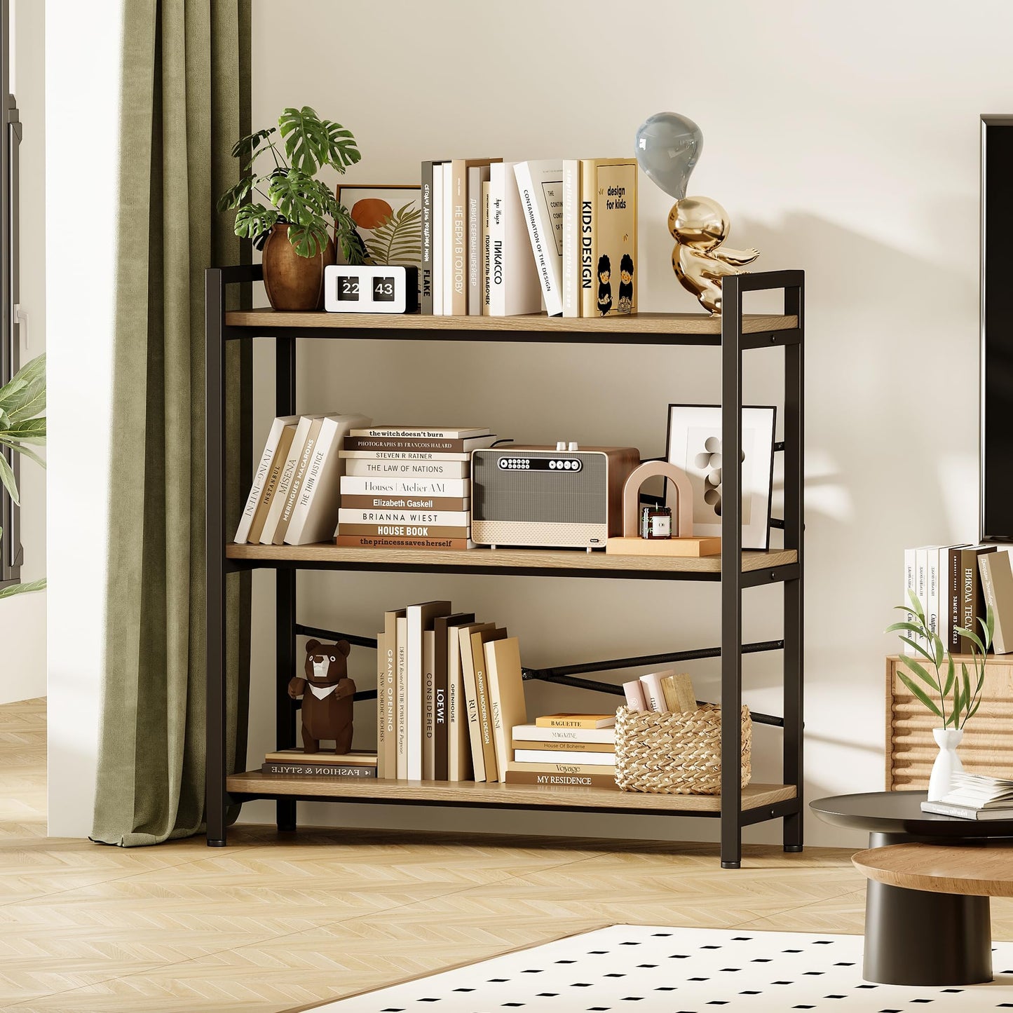 Light Coffee 3 Tier Bookshelf