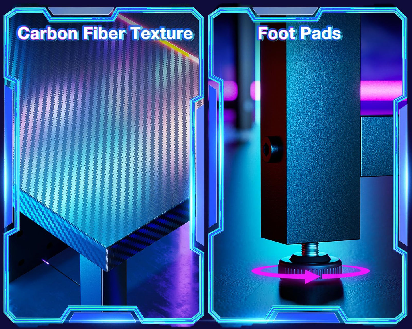 Carbon Fiber Surface, Black L Shaped Gaming Desk