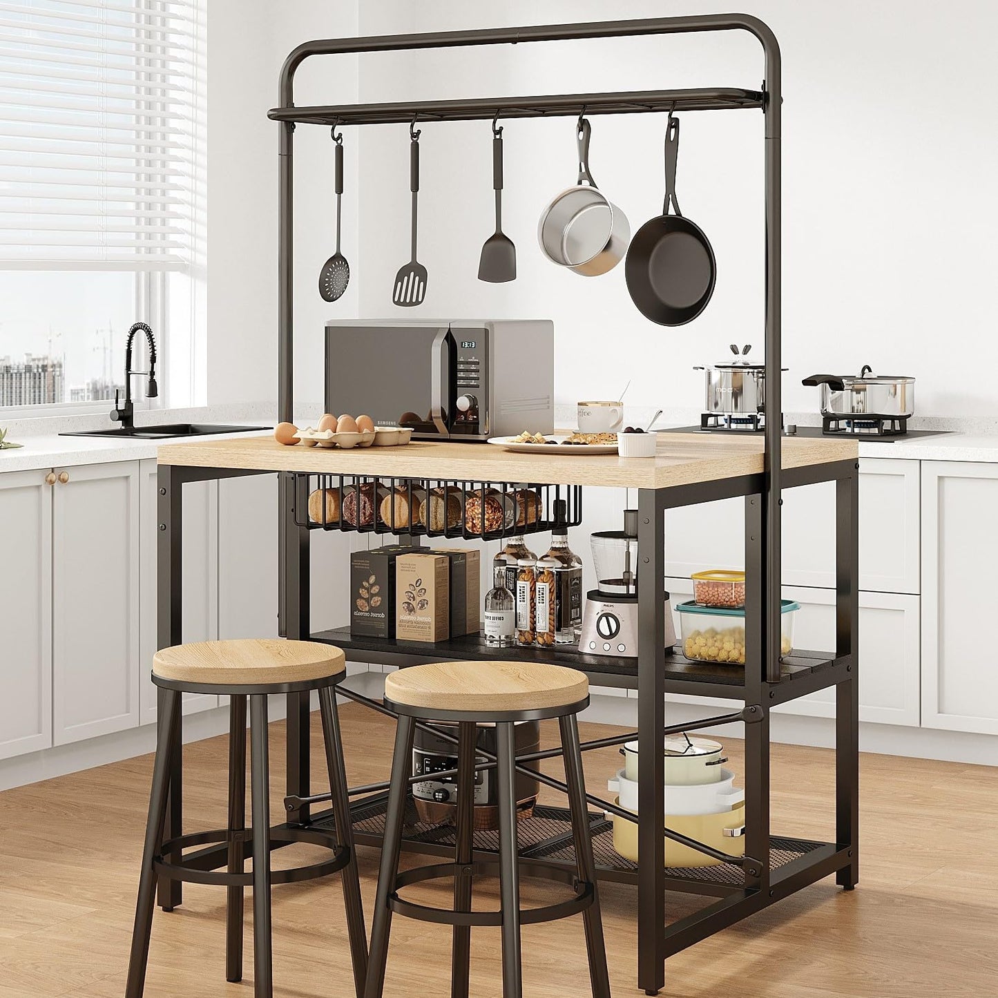 Pear Wood White Kitchen Rack