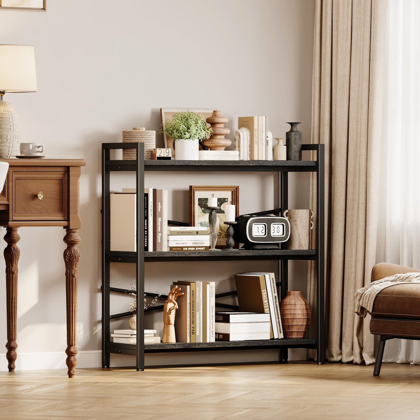 Black 3 Tier Bookshelf
