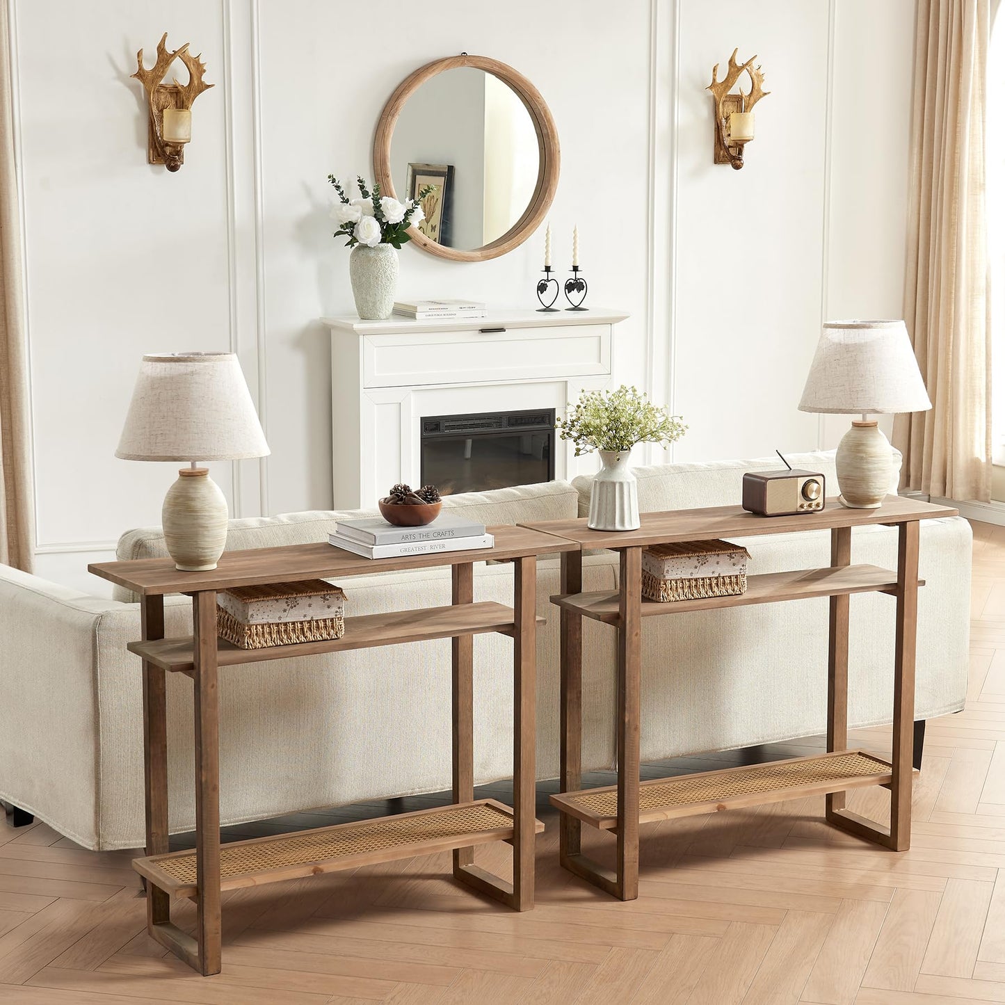 Boho Solid Wood Console Table – 39.4 Inches