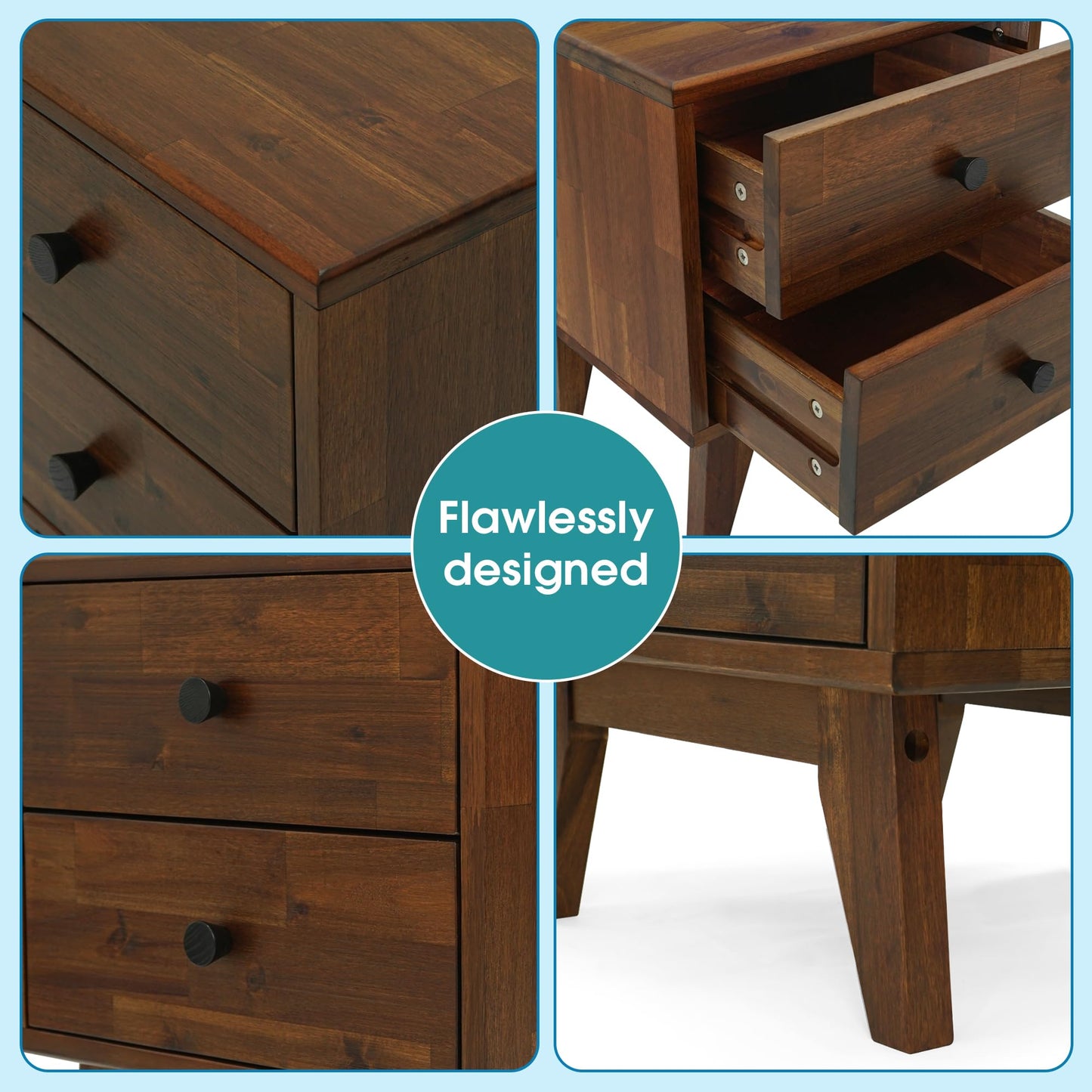 Nightstand Solid Wood Bedside Table