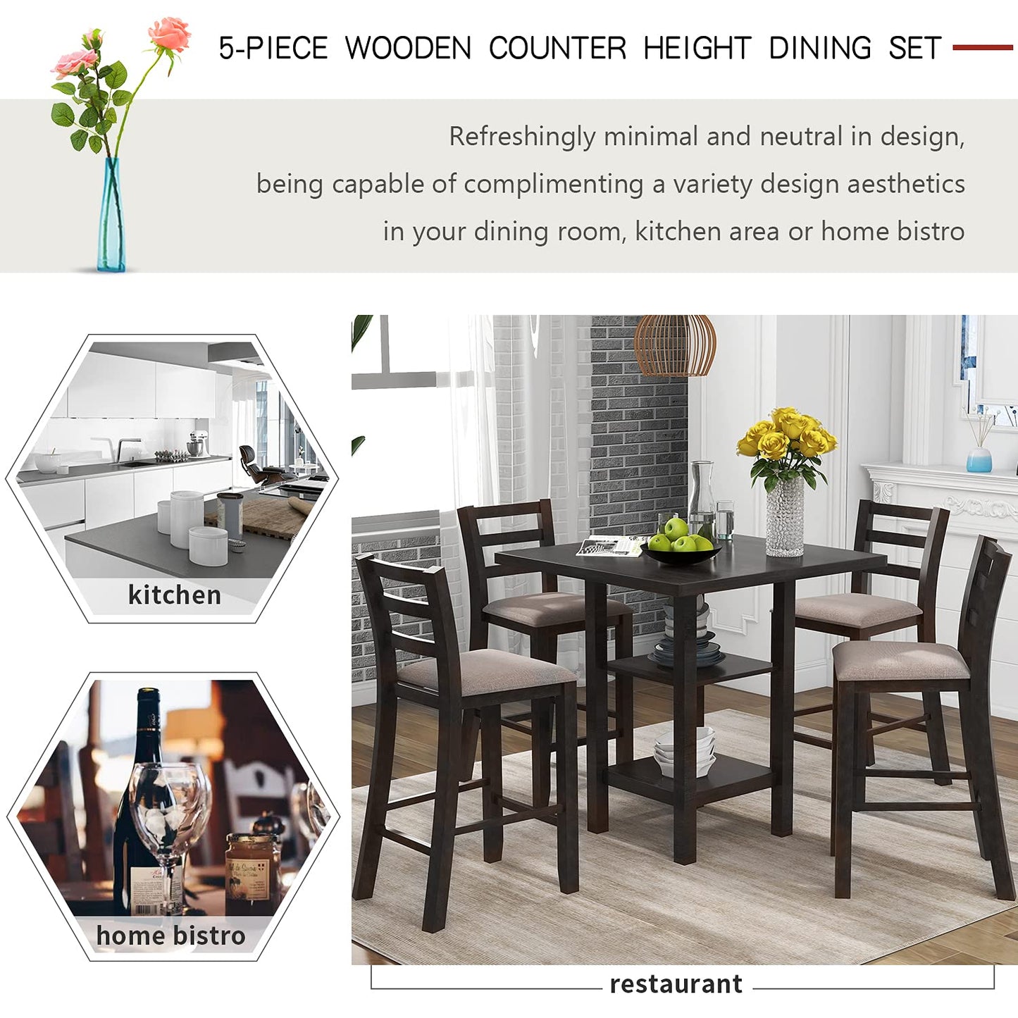 Modern Counter Height Dining Table Set