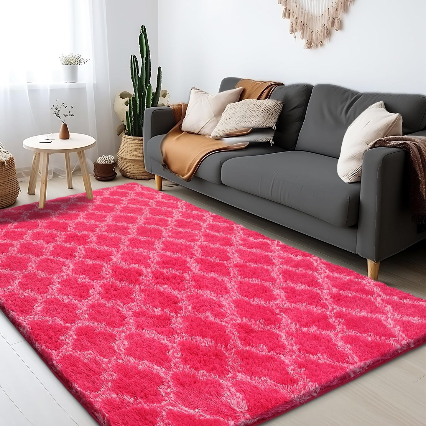 Hot Pink/White Area Rugs