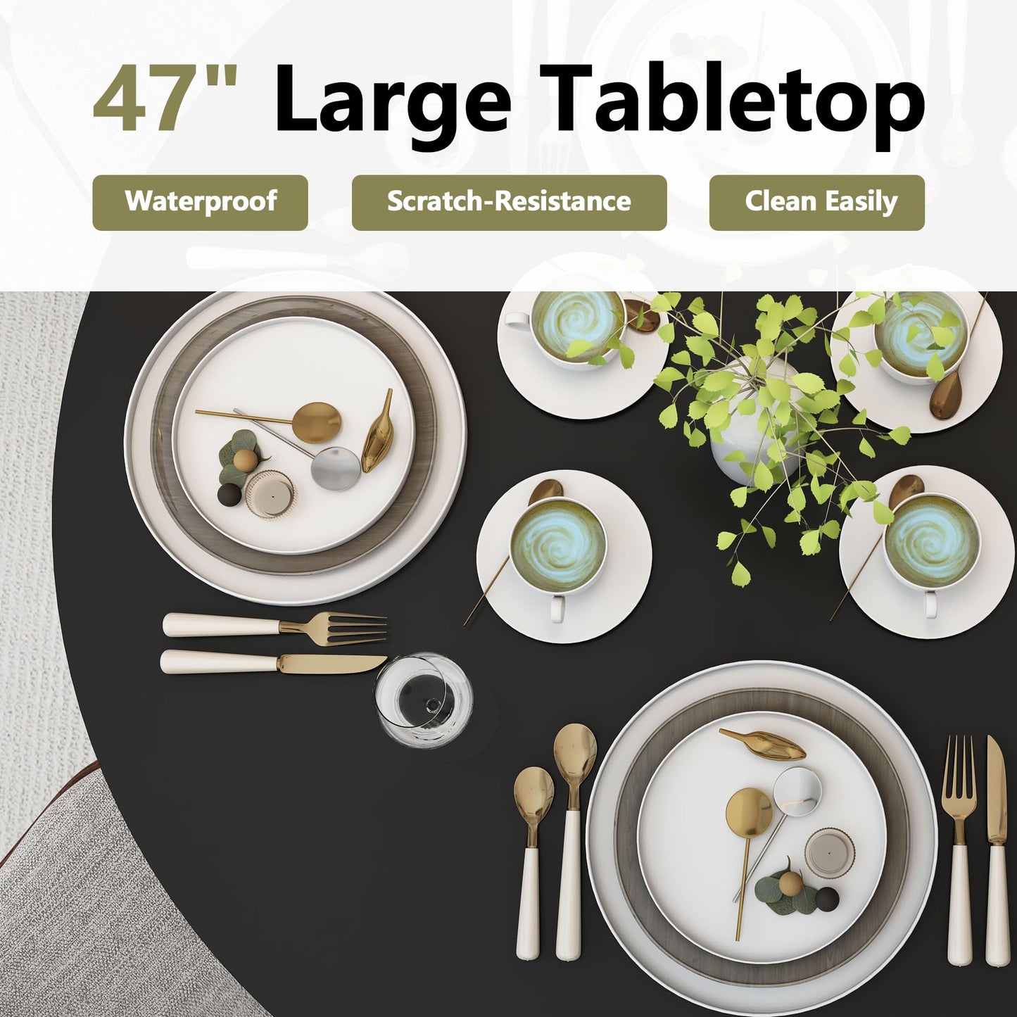 Black+hidden Storage Round Dining Table