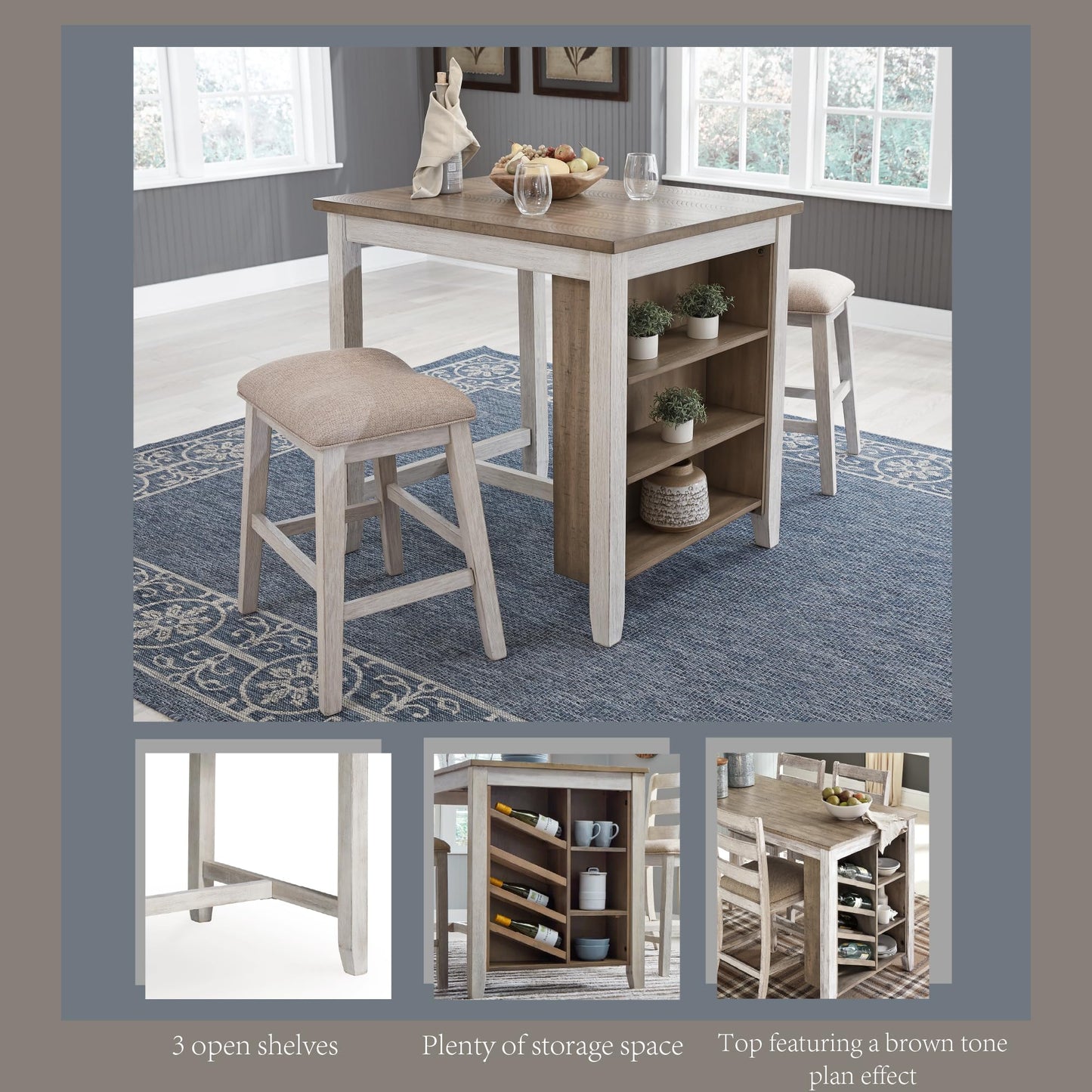 3 Piece Counter Height Dining Set