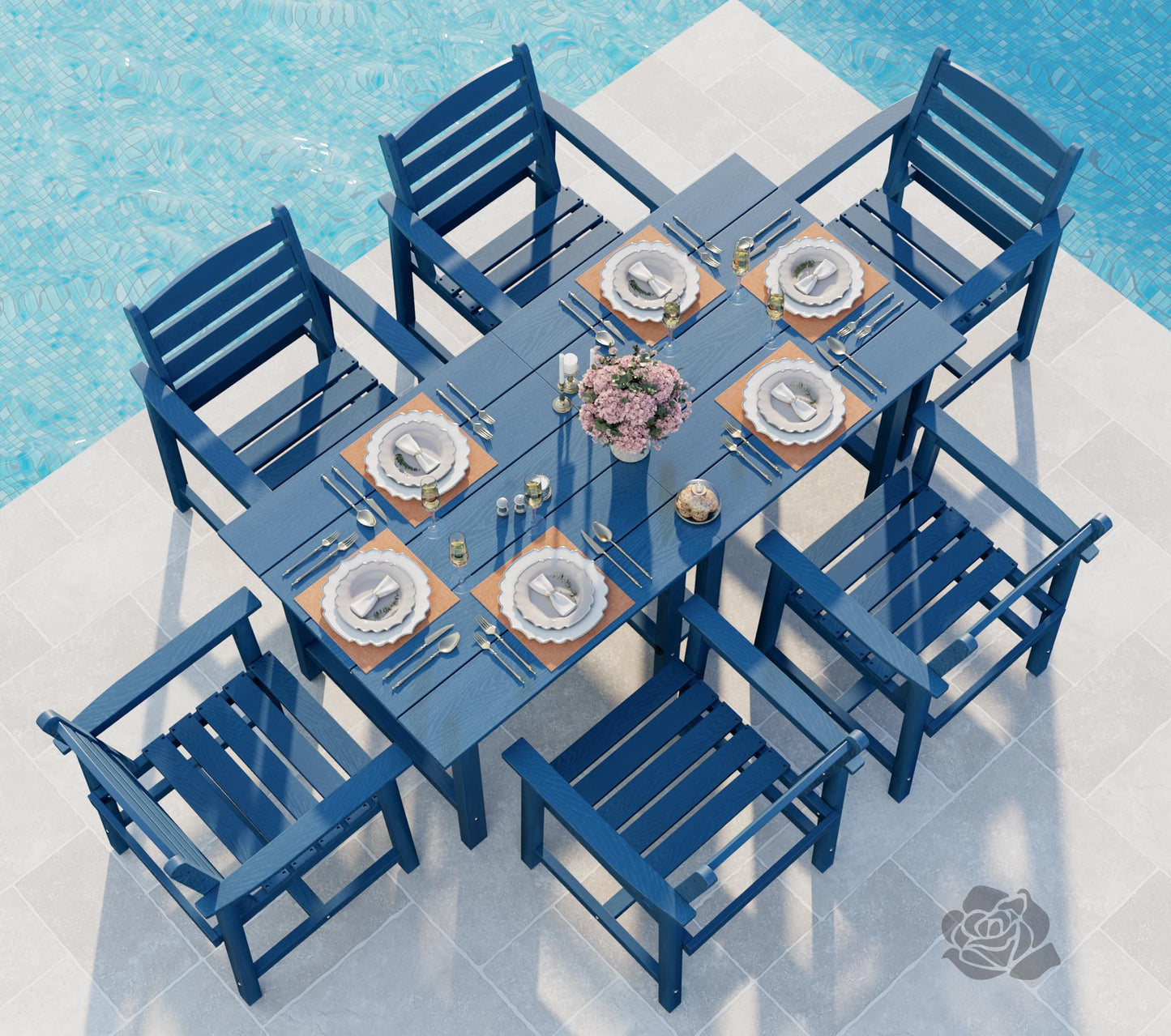 7-Piece Outdoor Dining Table Sets - 2 in 1 Convertible Table
