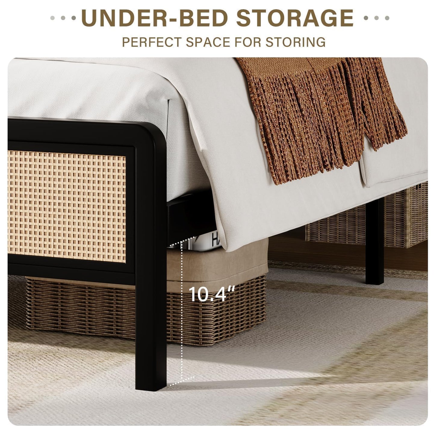 Rattan Bed Frame with Headboard