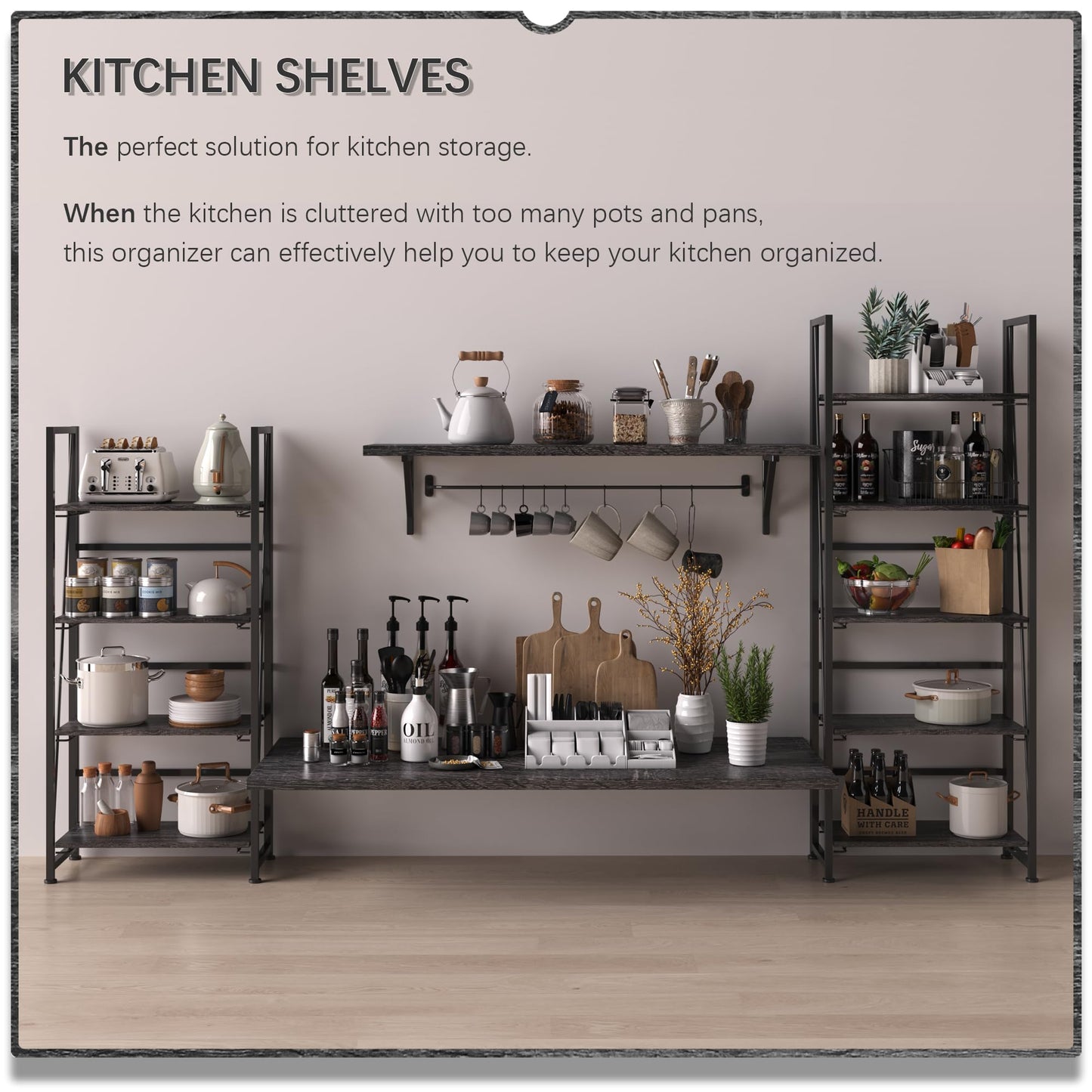 Gray and Black Folding Bookshelf Storage