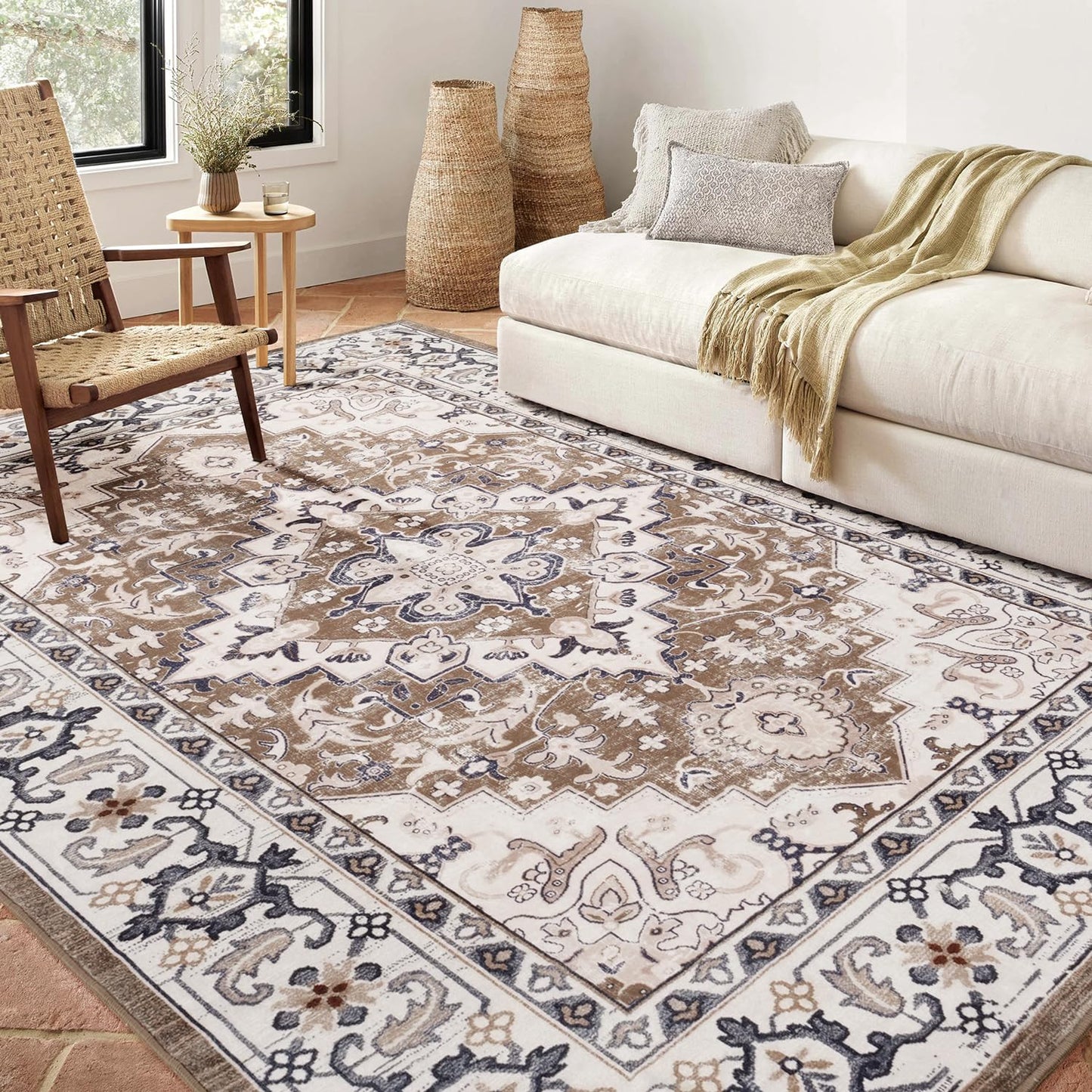 Floral Brown Area Rugs