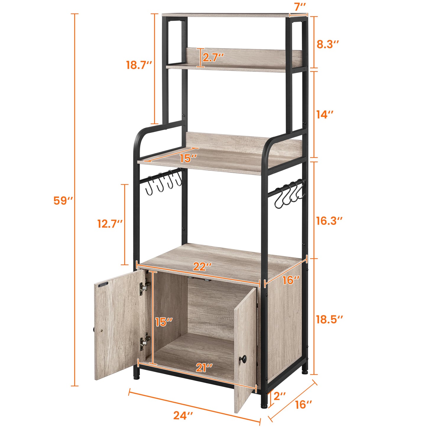 Grey Kitchen Bakers Rack