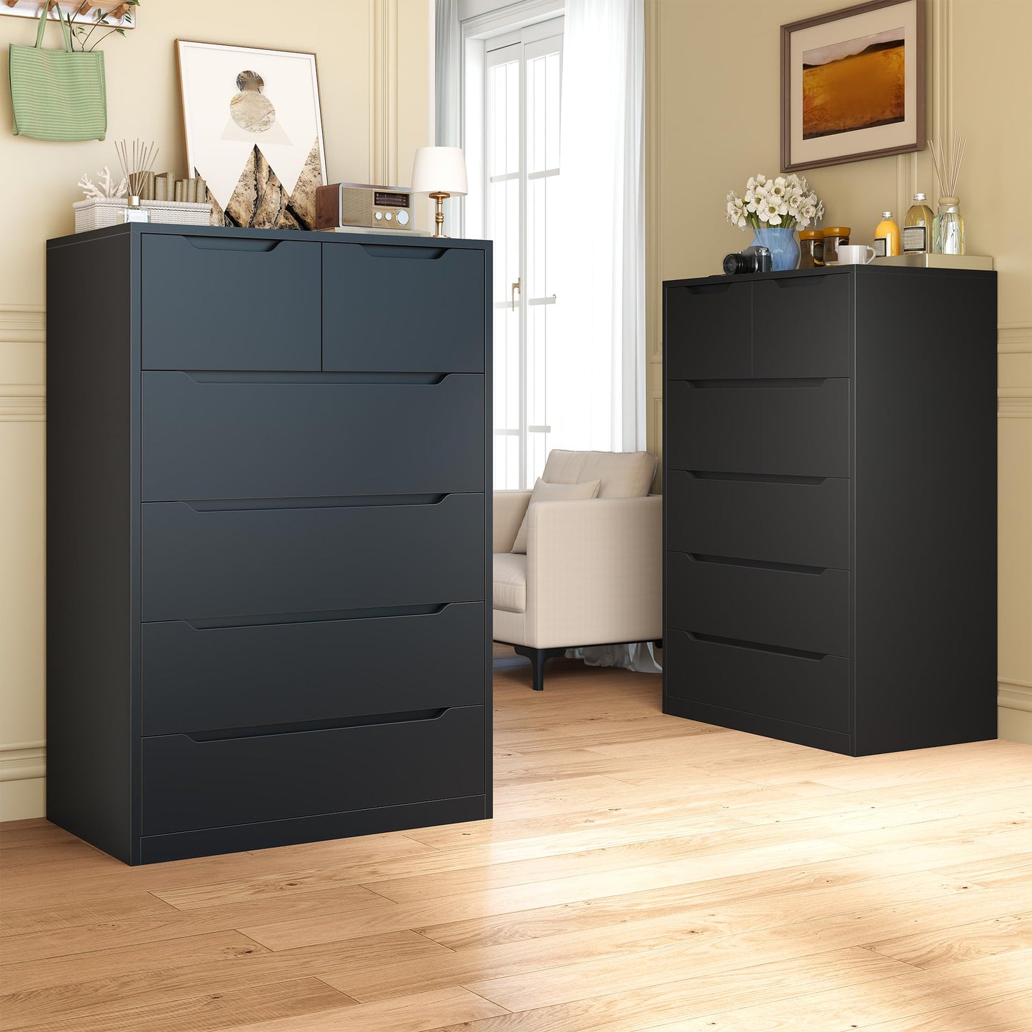 Tall Black Chest of Drawers for Bedroom