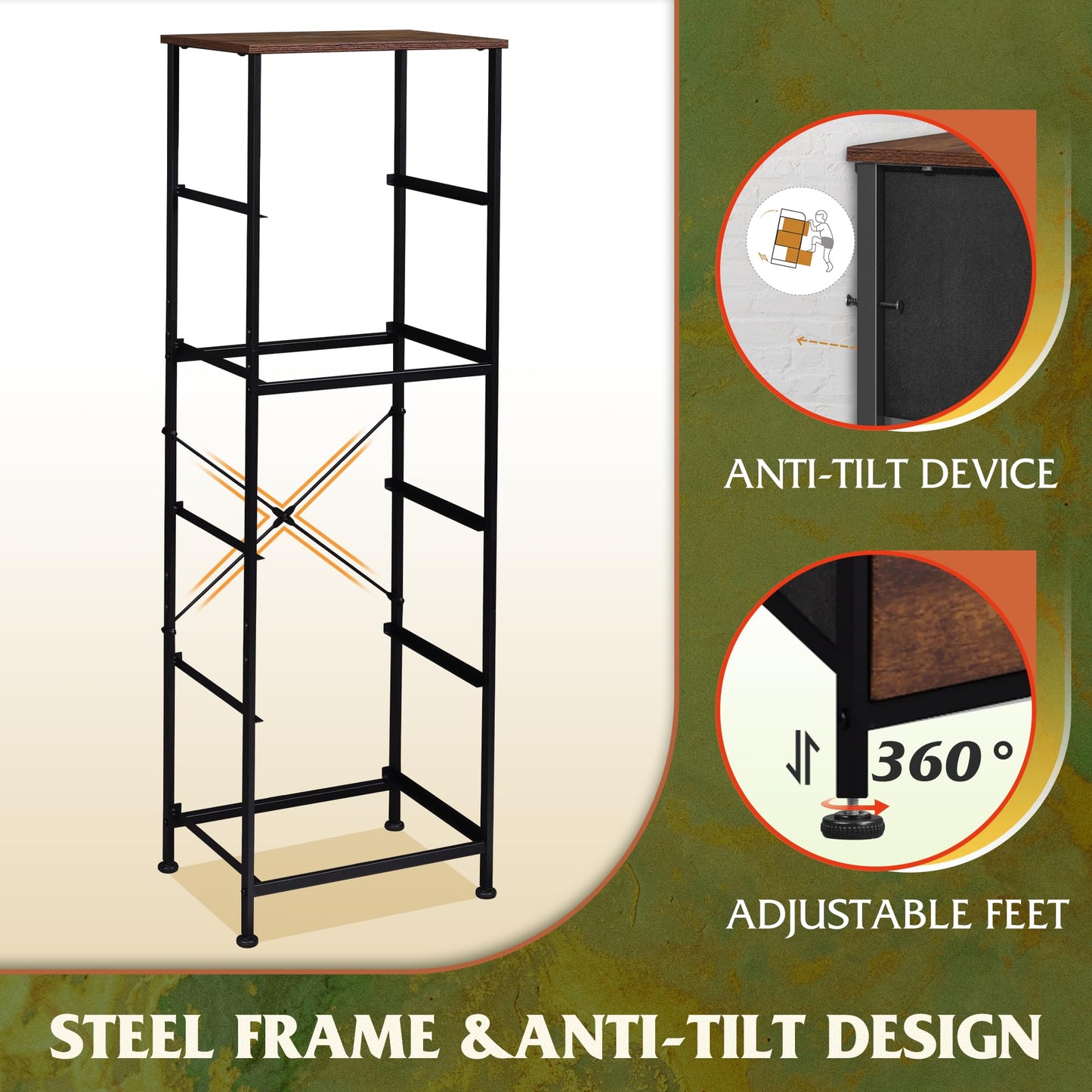 5-Drawer Tall Dresser for Bedroom - Storage Organizer