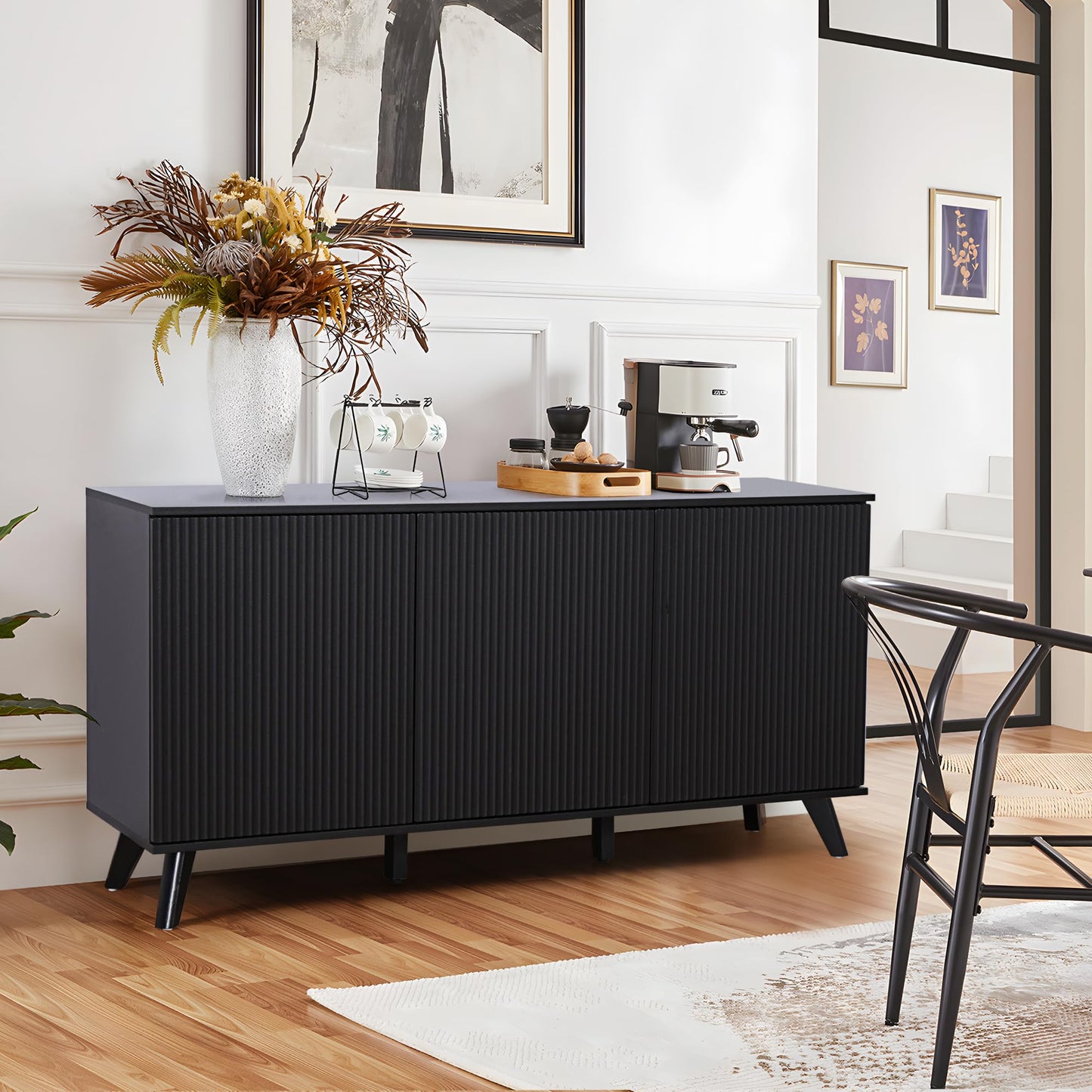 Black Sideboard Buffet Cabinet with Storage