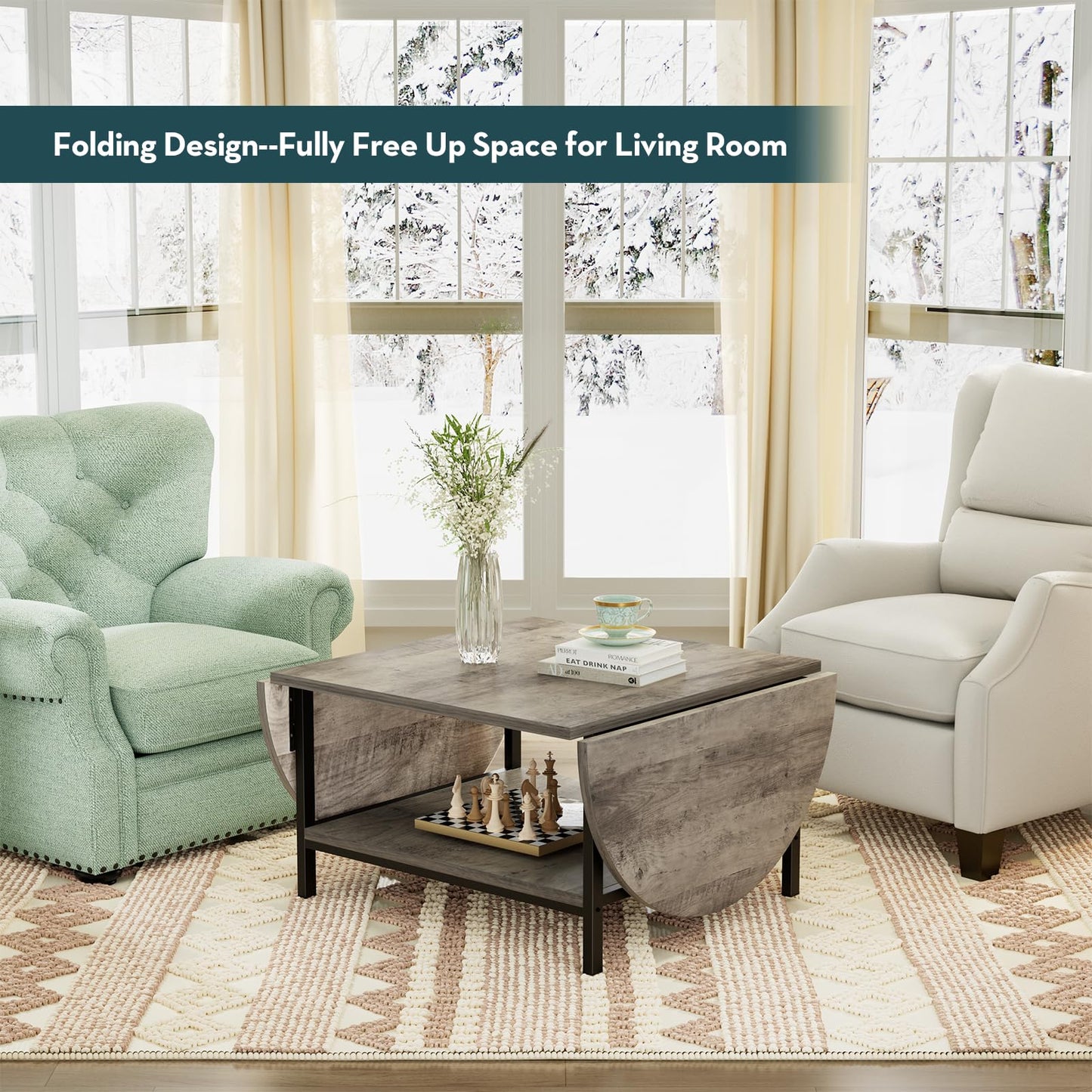2-Tier Extended Coffee Table rustic