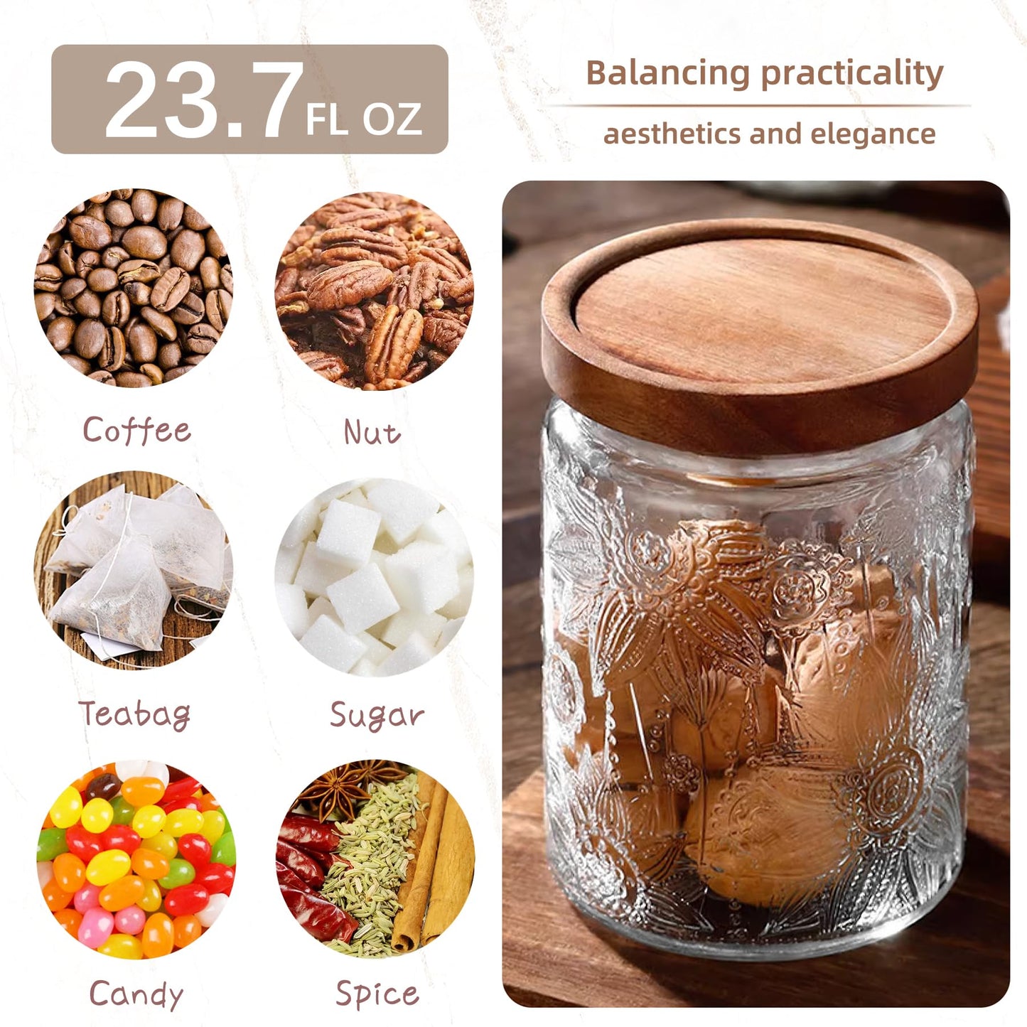 Vintage Glass Jar with Wooden Lid
