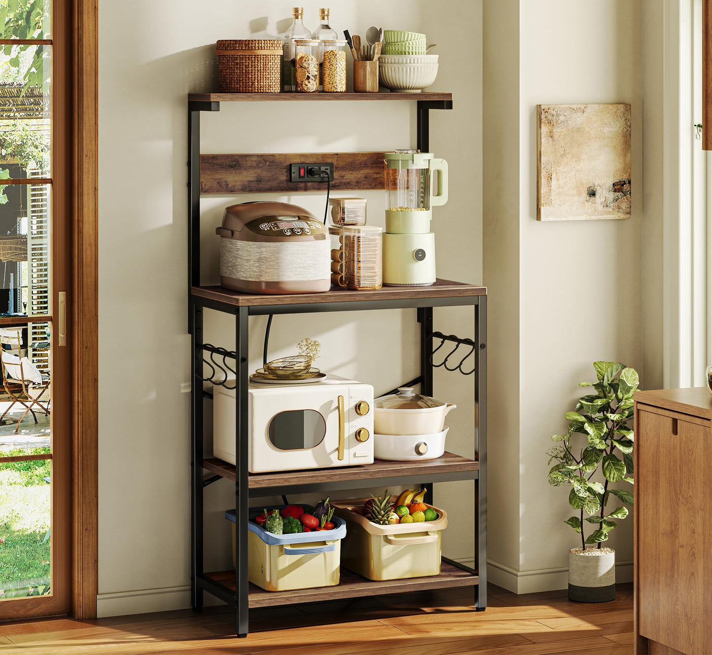 Rustic Brown Kitchen Bakers Coffee Bar Table