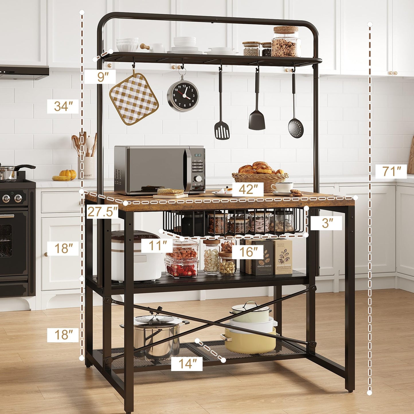 Vintage Kitchen Bakers Rack