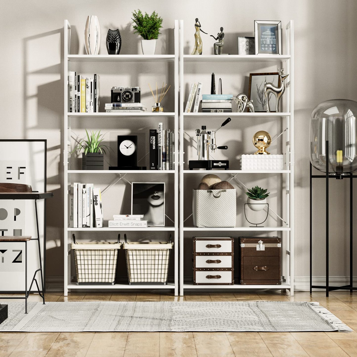 White 5 Tier Bookshelf