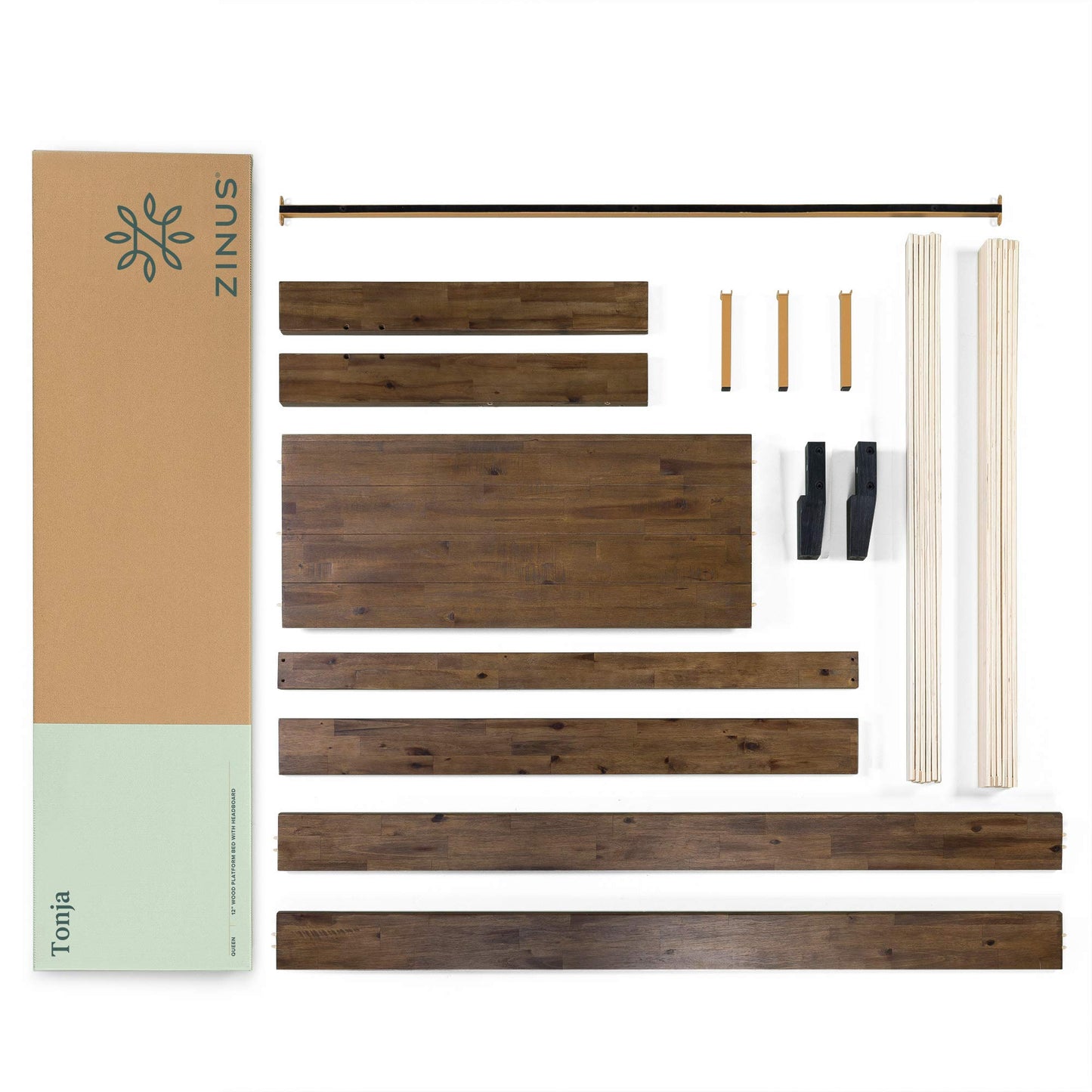 Wood Platform Bed Frame with Headboard