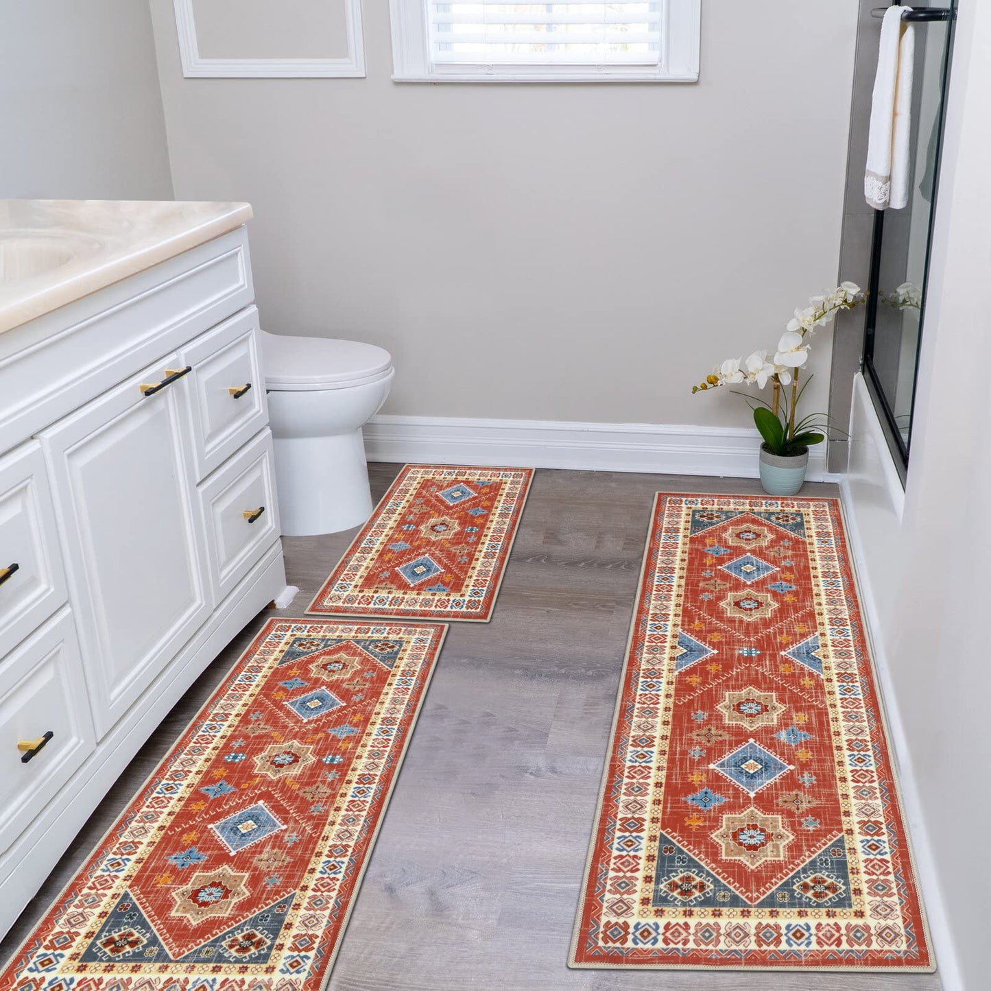 Rust/Red 3 Piece Rug Set