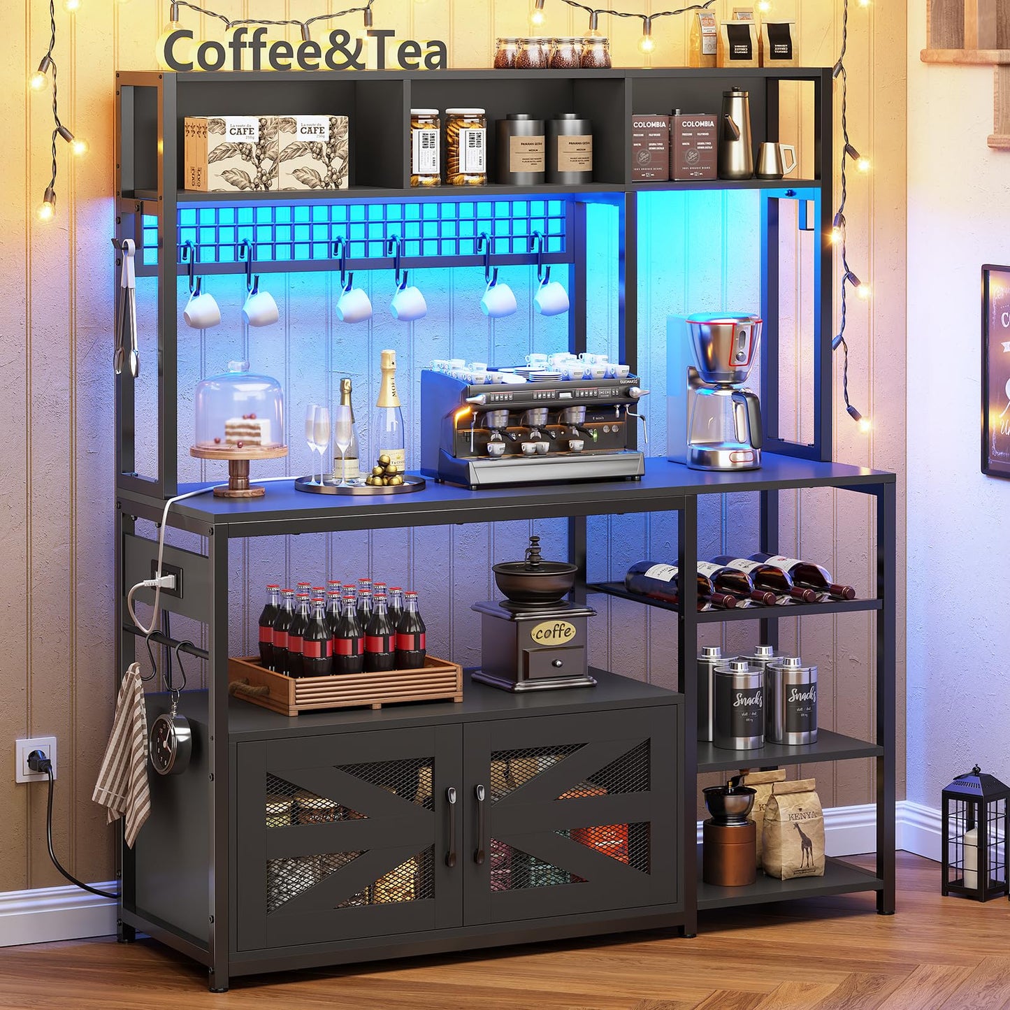 Black Farmhouse Coffee Bar Cabinet