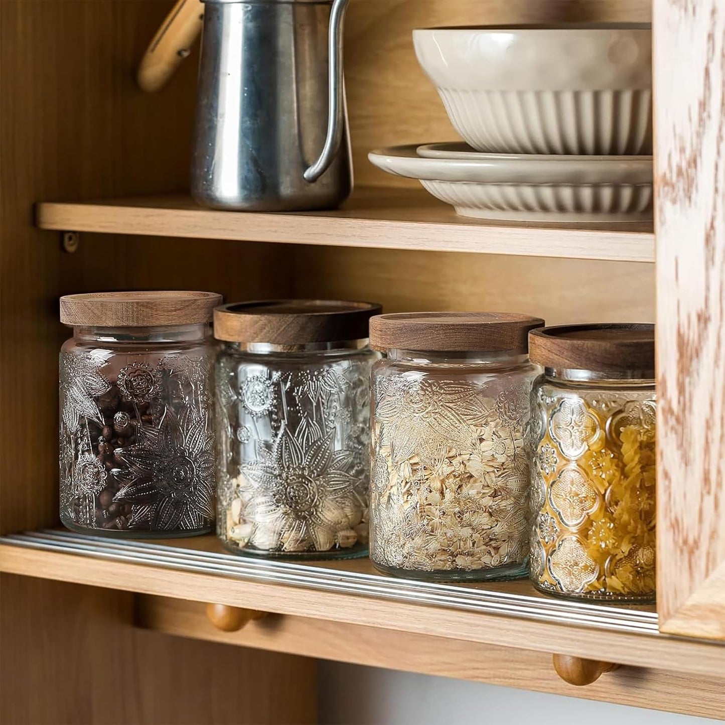 Vintage Glass Jar with Wooden Lid