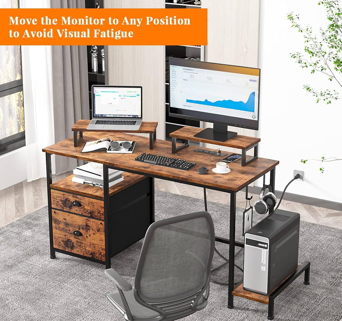Rustic Brown Computer Desk