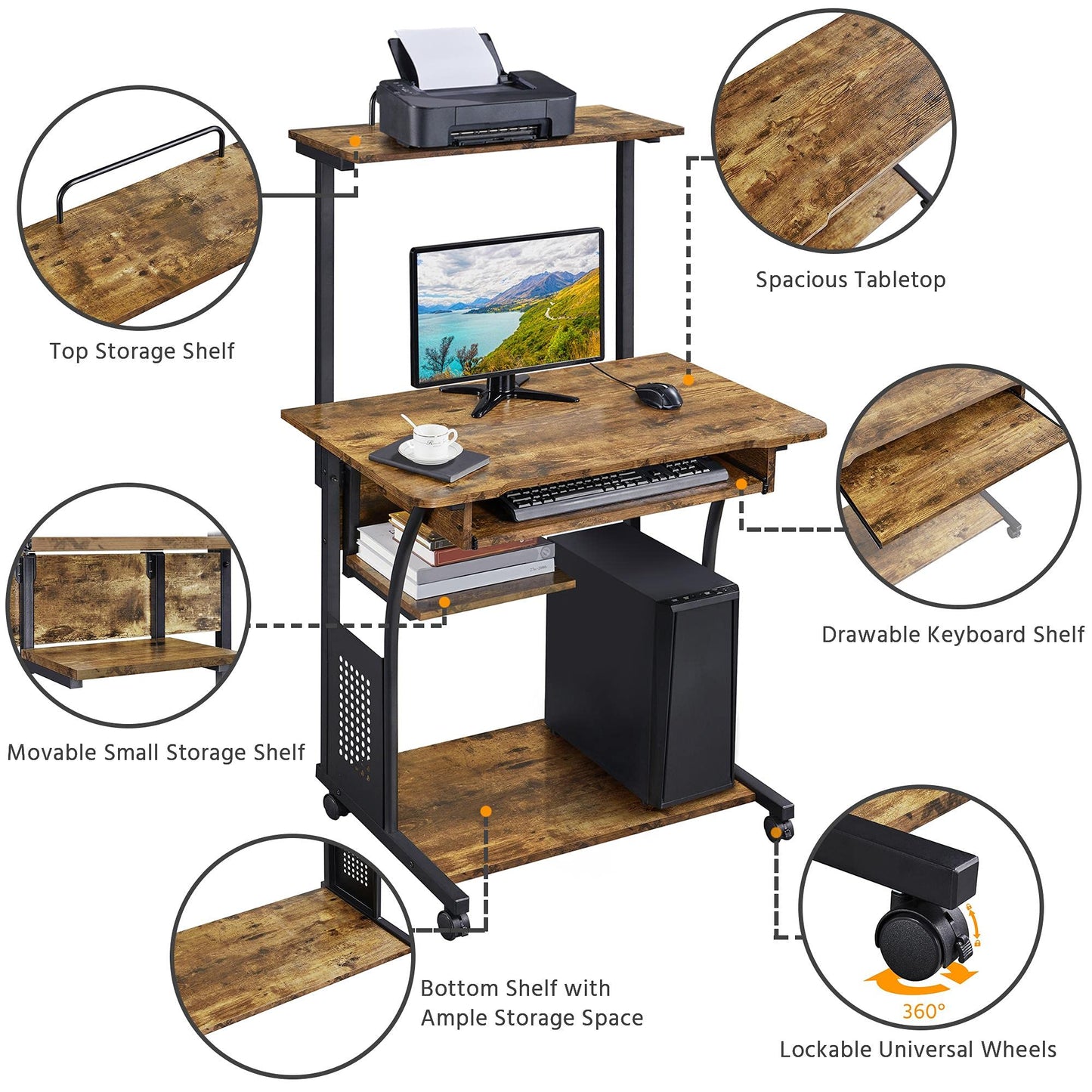 Rustic Brown Computer Desk