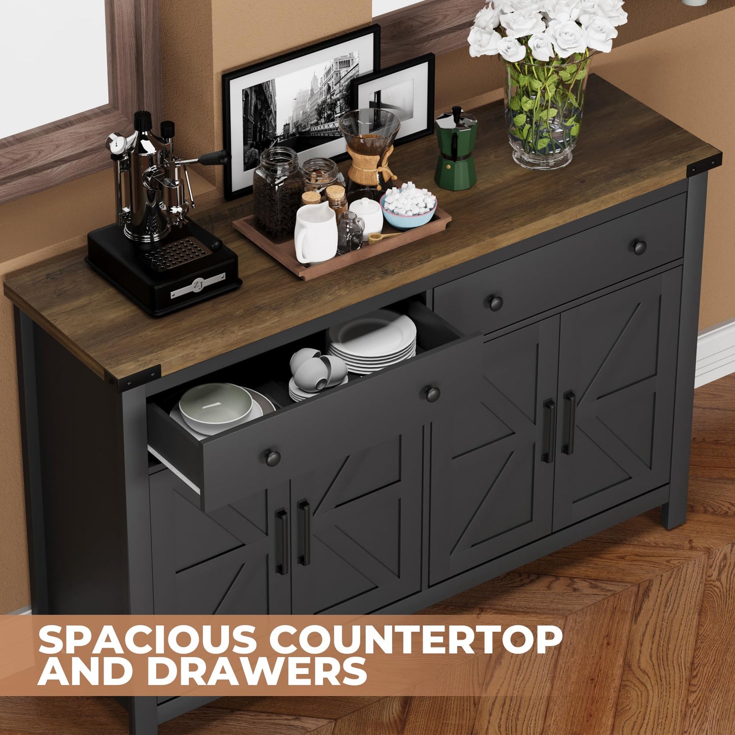 55" Sideboard Buffet Cabinet with Storage