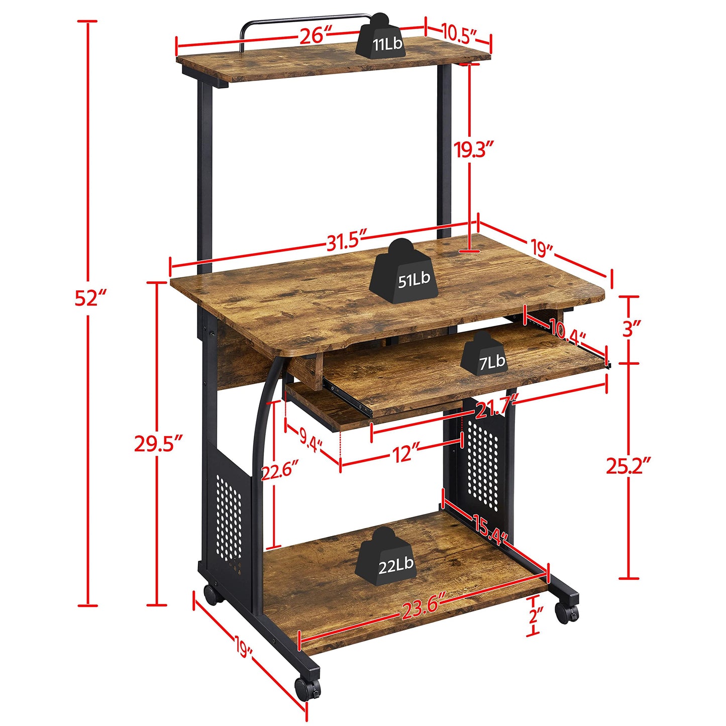 Rustic Brown Computer Desk
