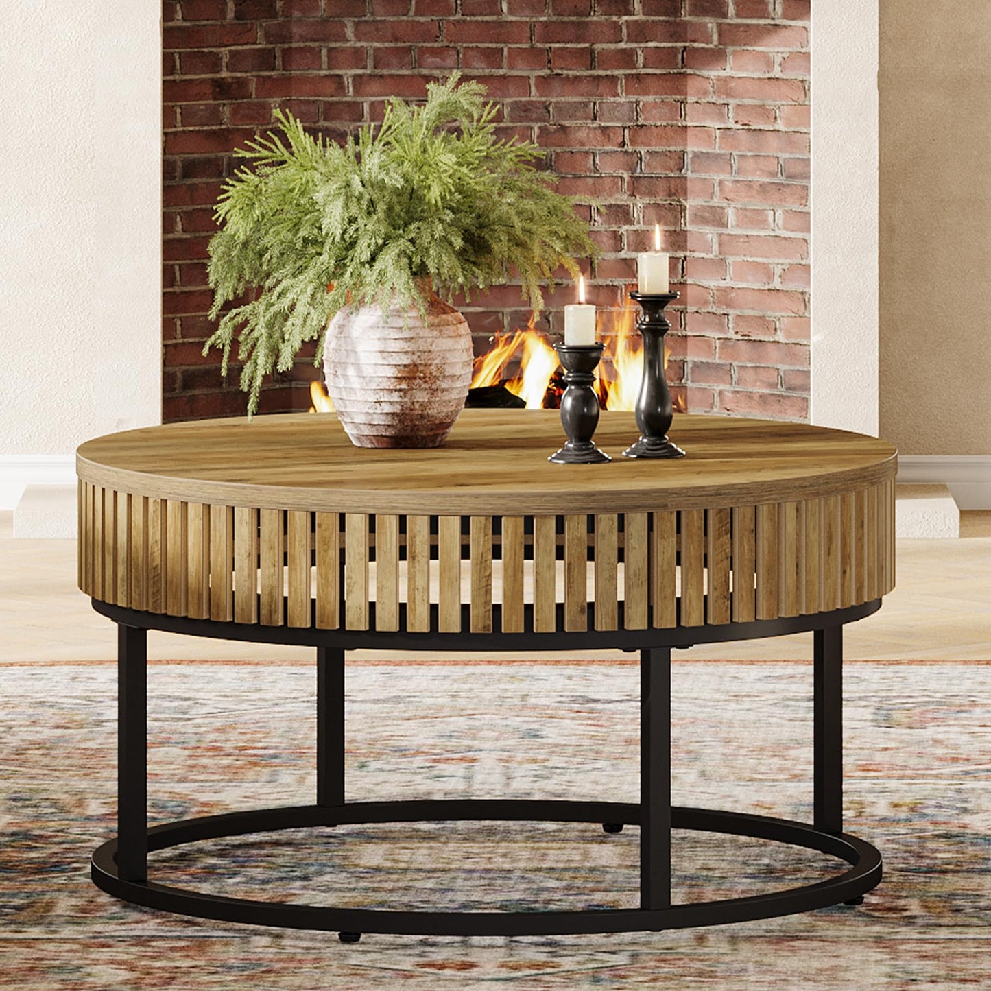 31.5" Circle Cocktail Center Table for Living Room