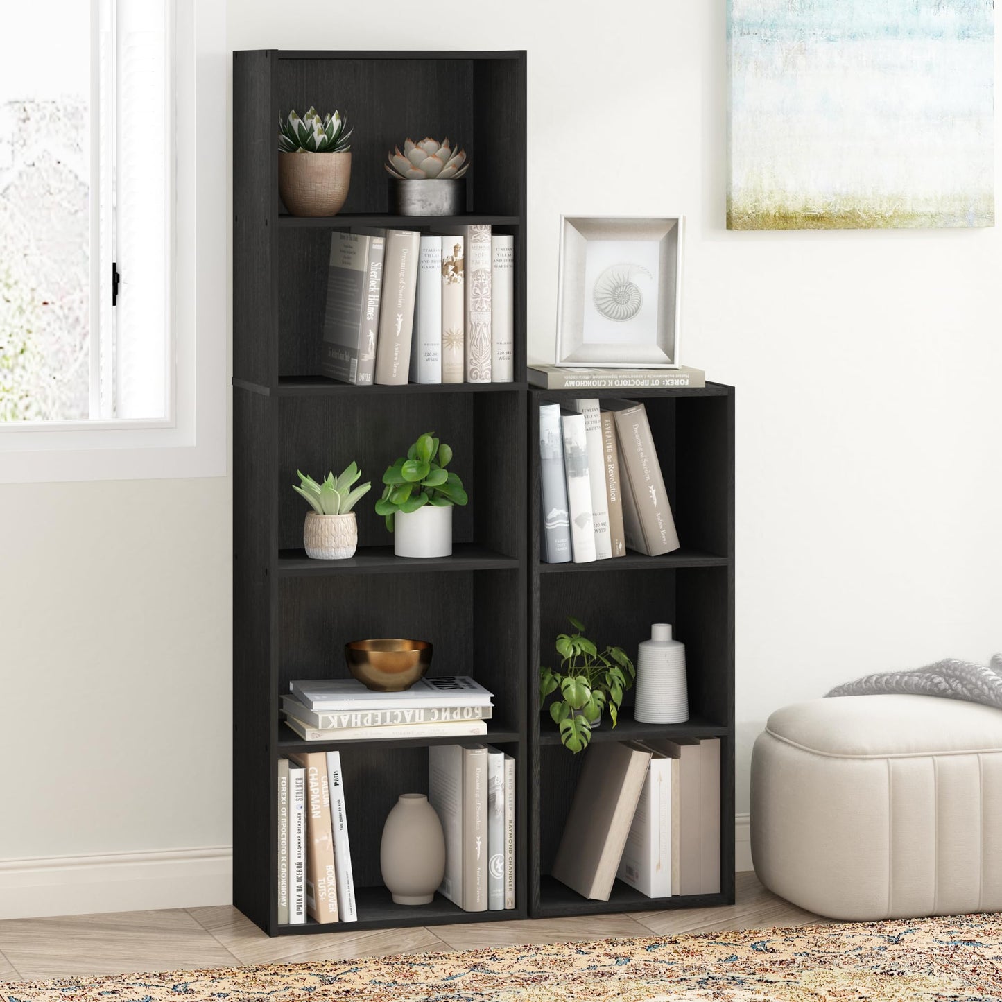 Black wood Bookcase / Bookshelf