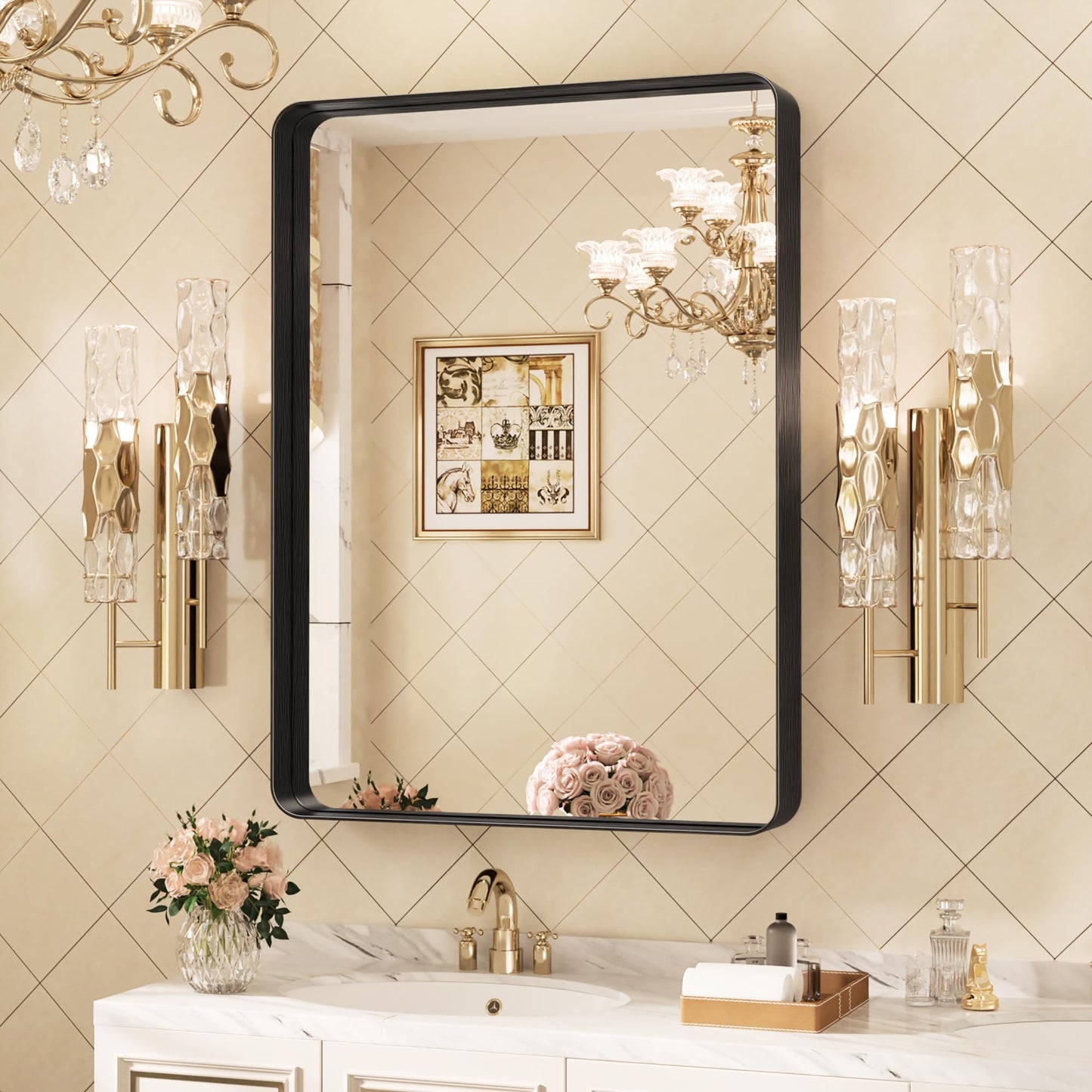 Wall Mounted Vanity Round Corner Mirror