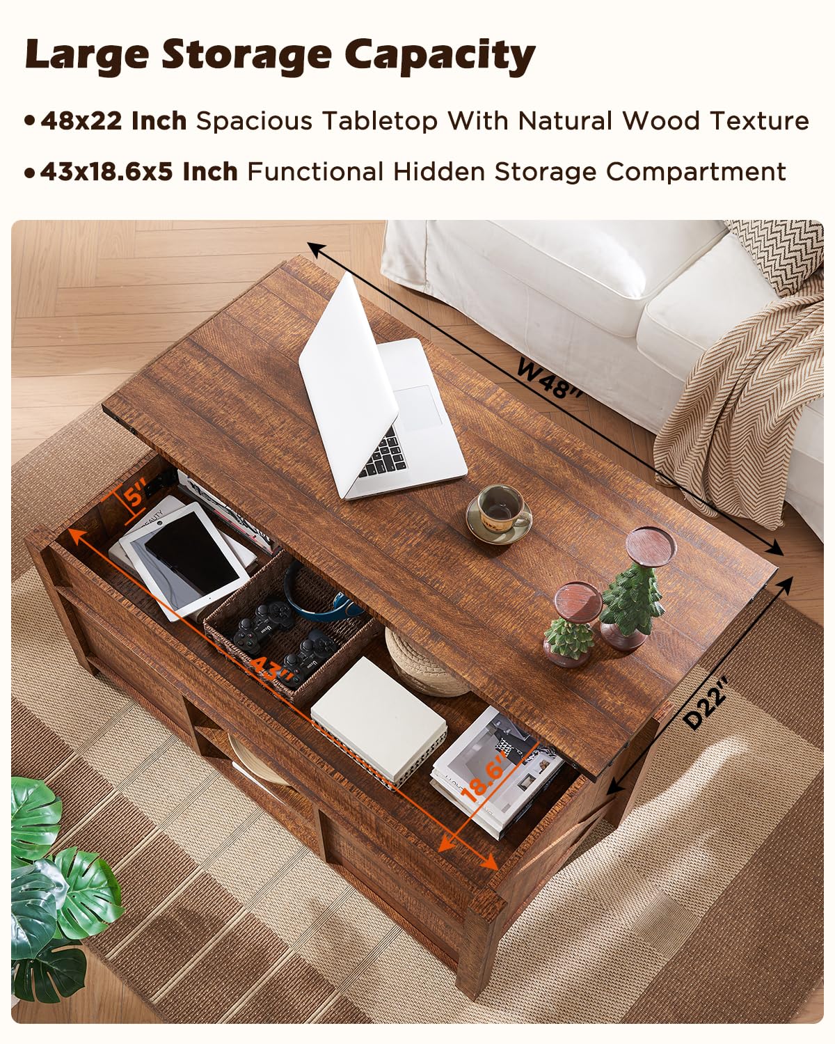 BarnWood Farmhouse Lift Top Coffee Table