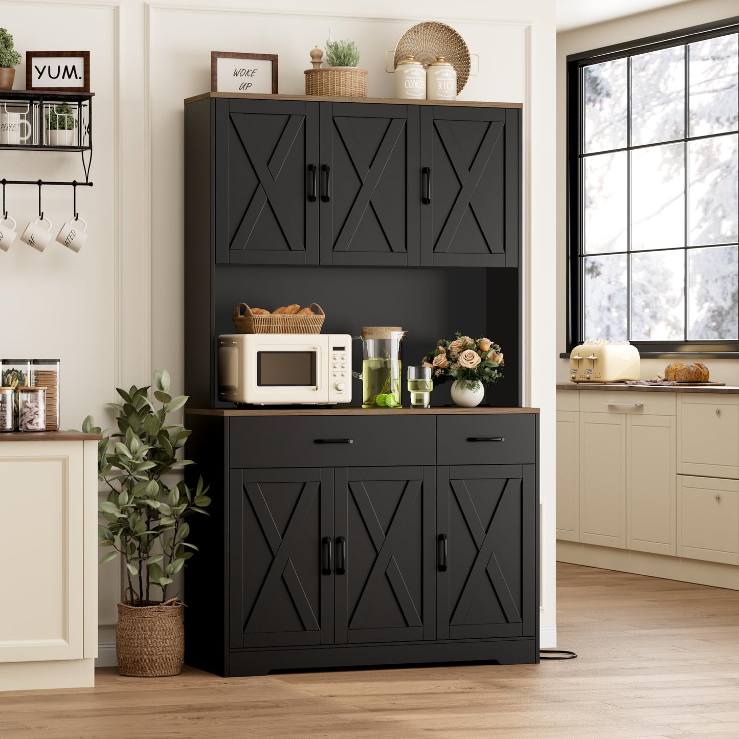 Black/Rustic Brown Farmhouse Kitchen Rack