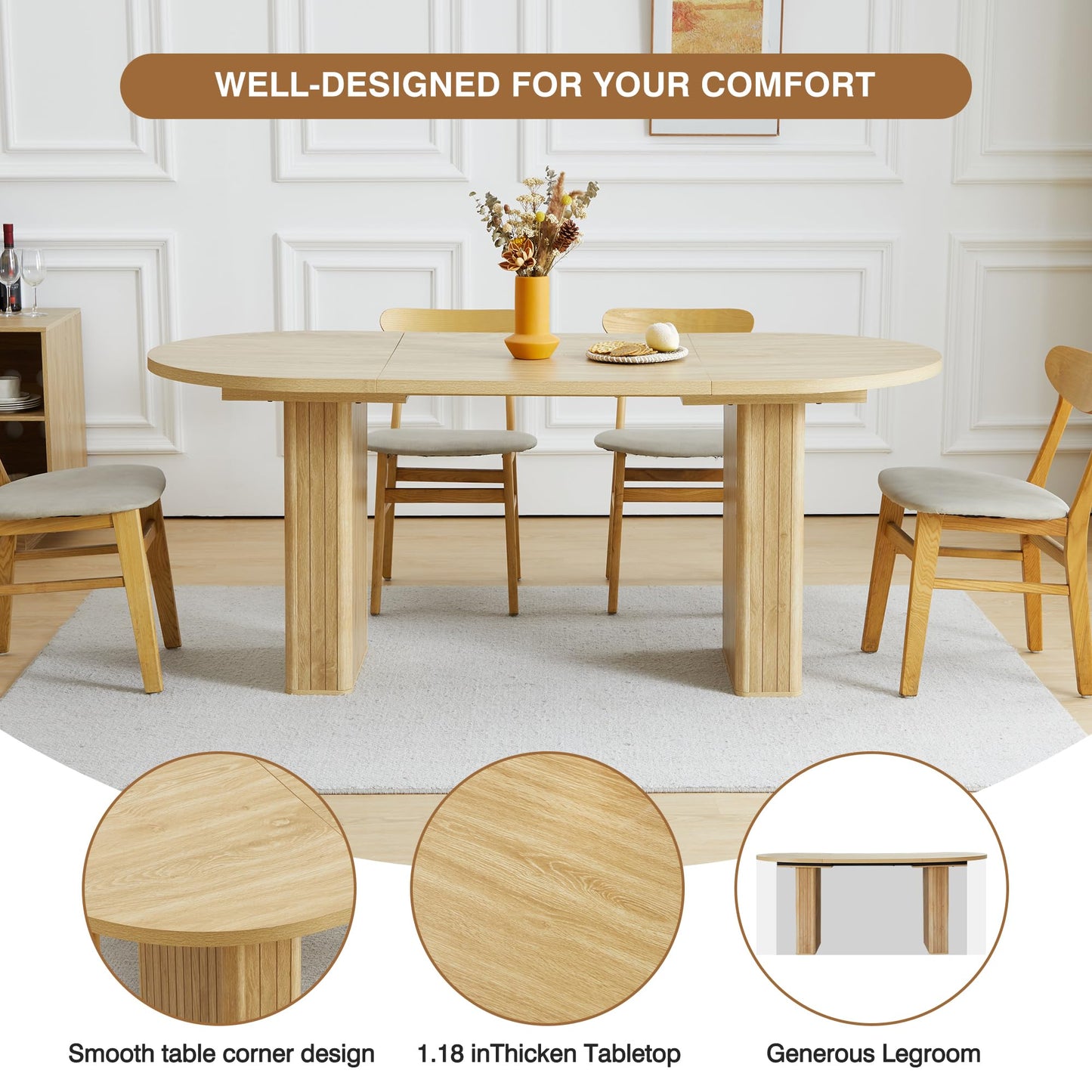 Natural Kitchen Dining Table