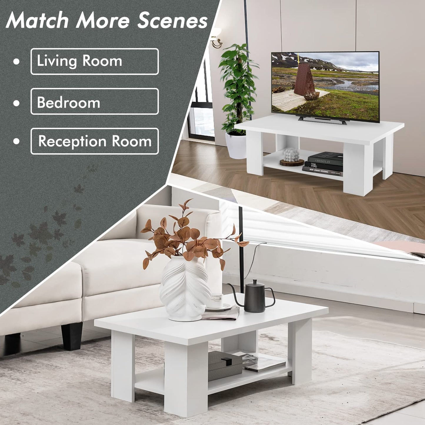 2-Tier Coffee Table - White