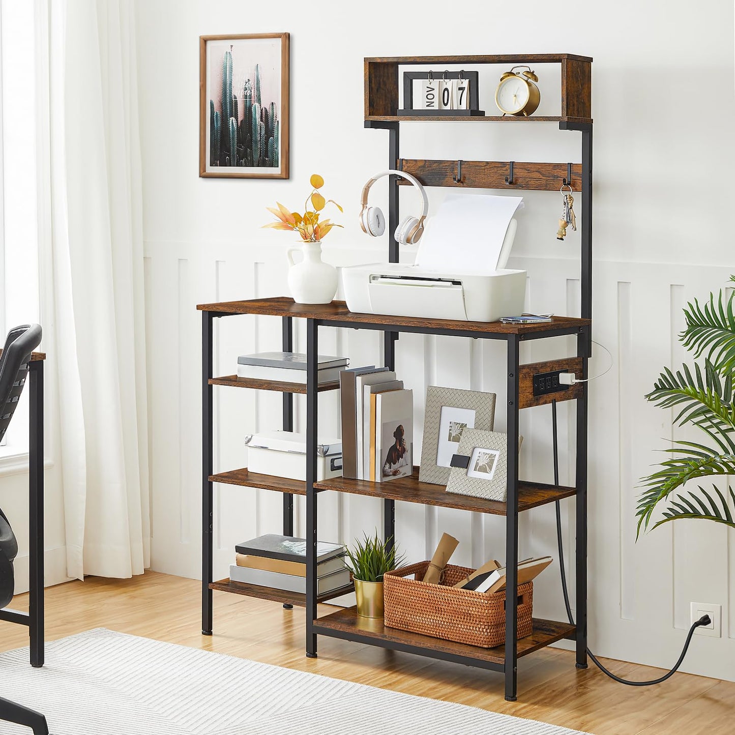 Rustic Brown, Black Kitchen Rack