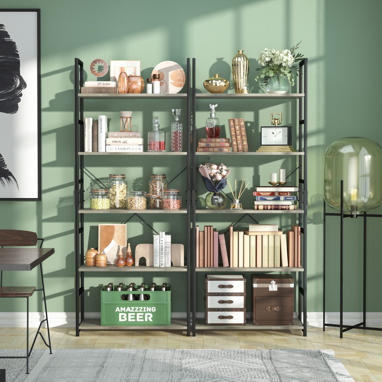 Grey 5 Tier Bookshelf