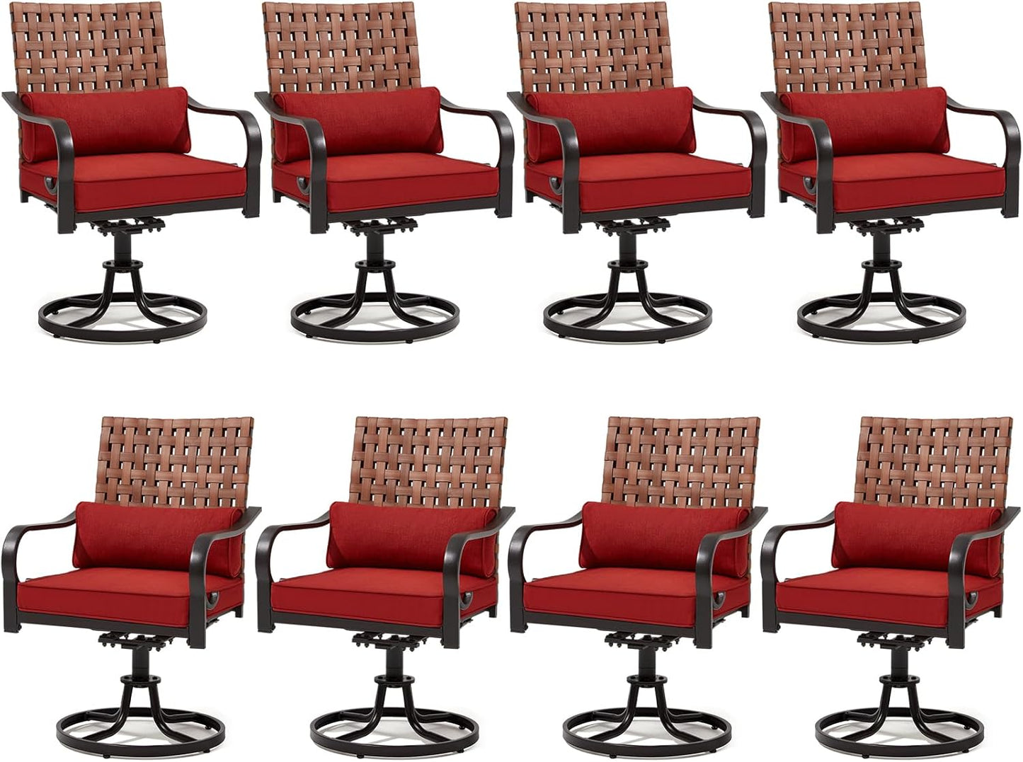 5-Piece Outdoor Dining Set - 4 Swivel Leather-Look Chairs