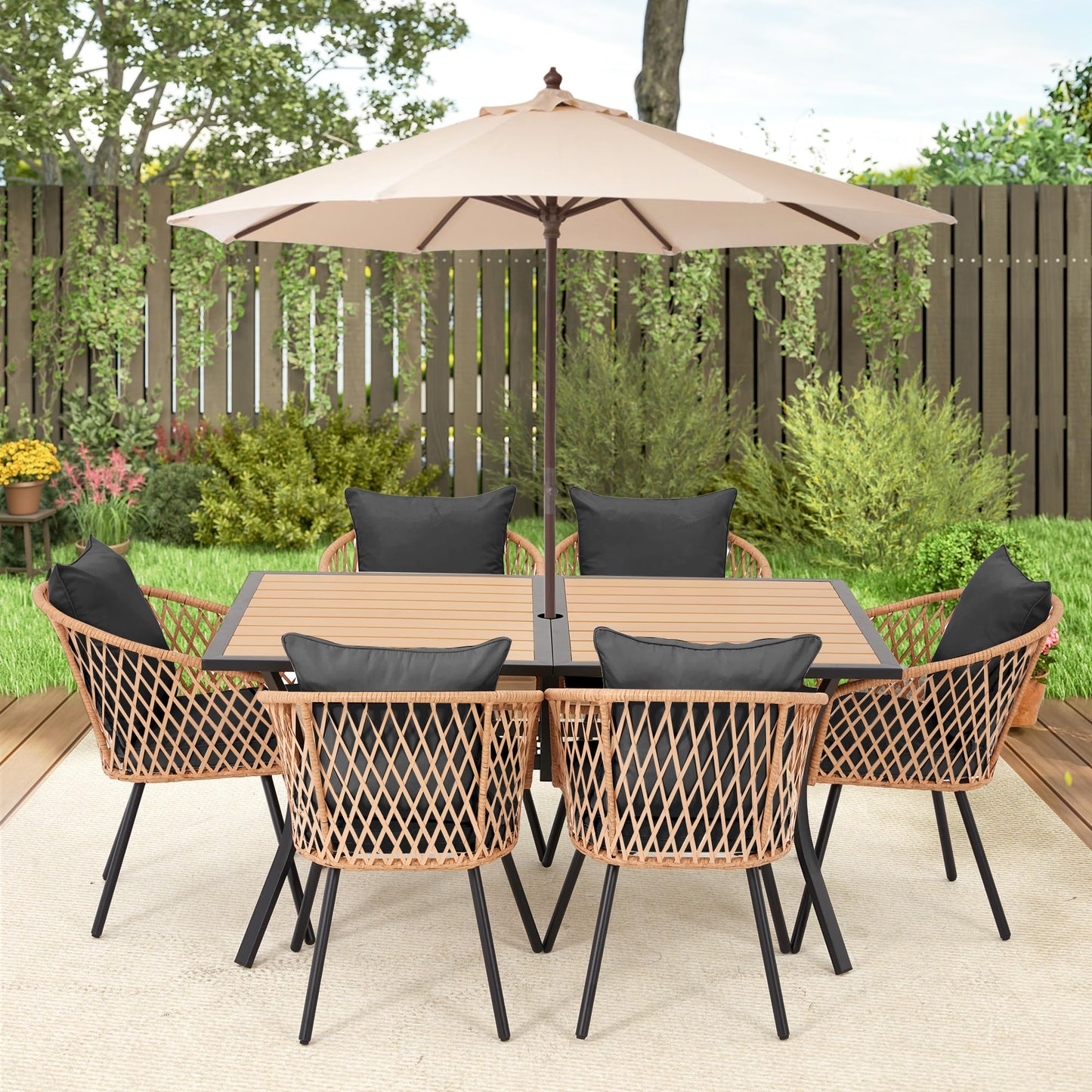 7-Piece All-Weather Rattan Patio Dining Set