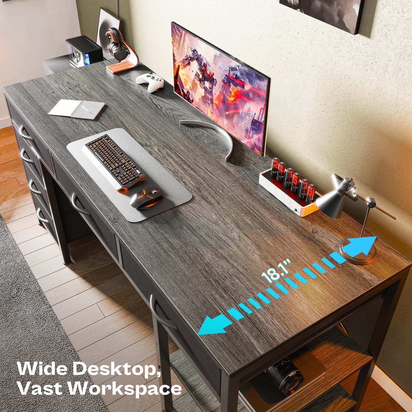 Charcoal Gray - 47 Inch Computer Desk