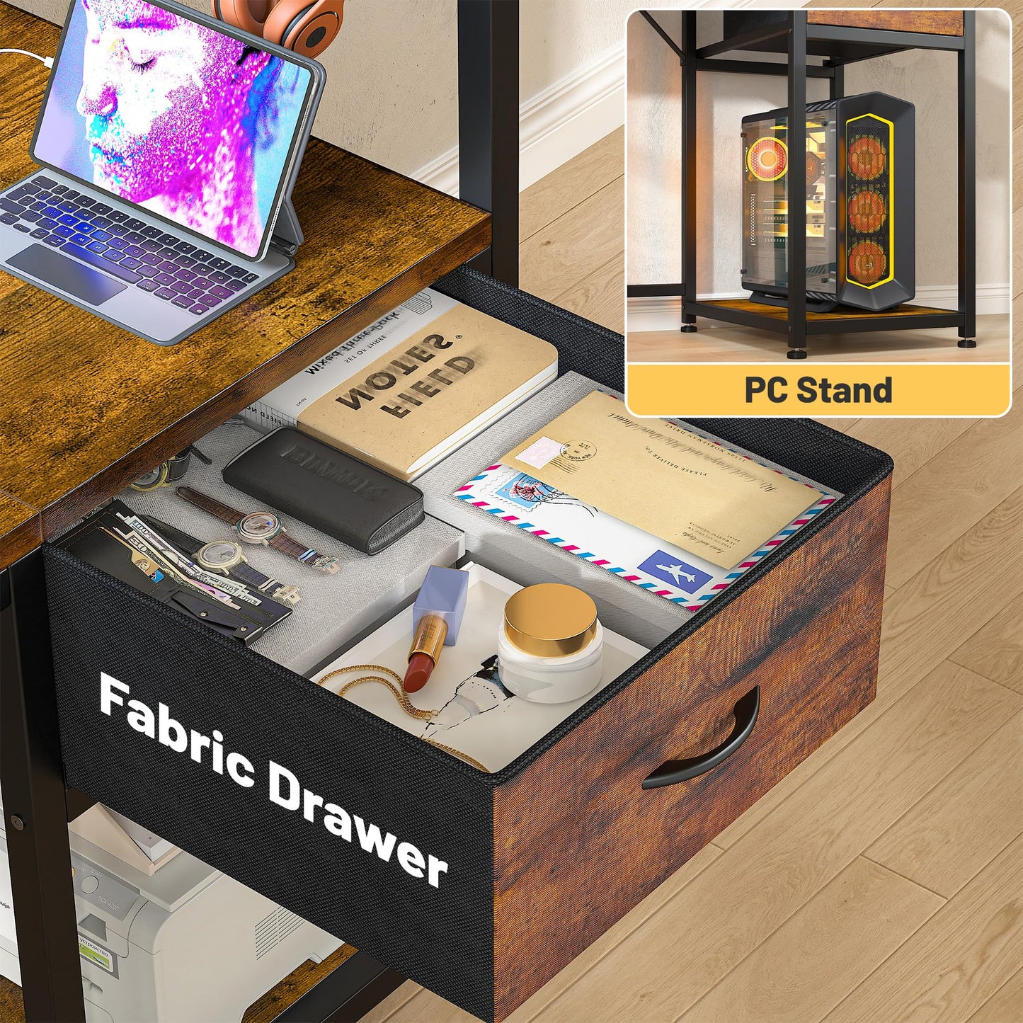 Computer Desk with Drawer and Shelves