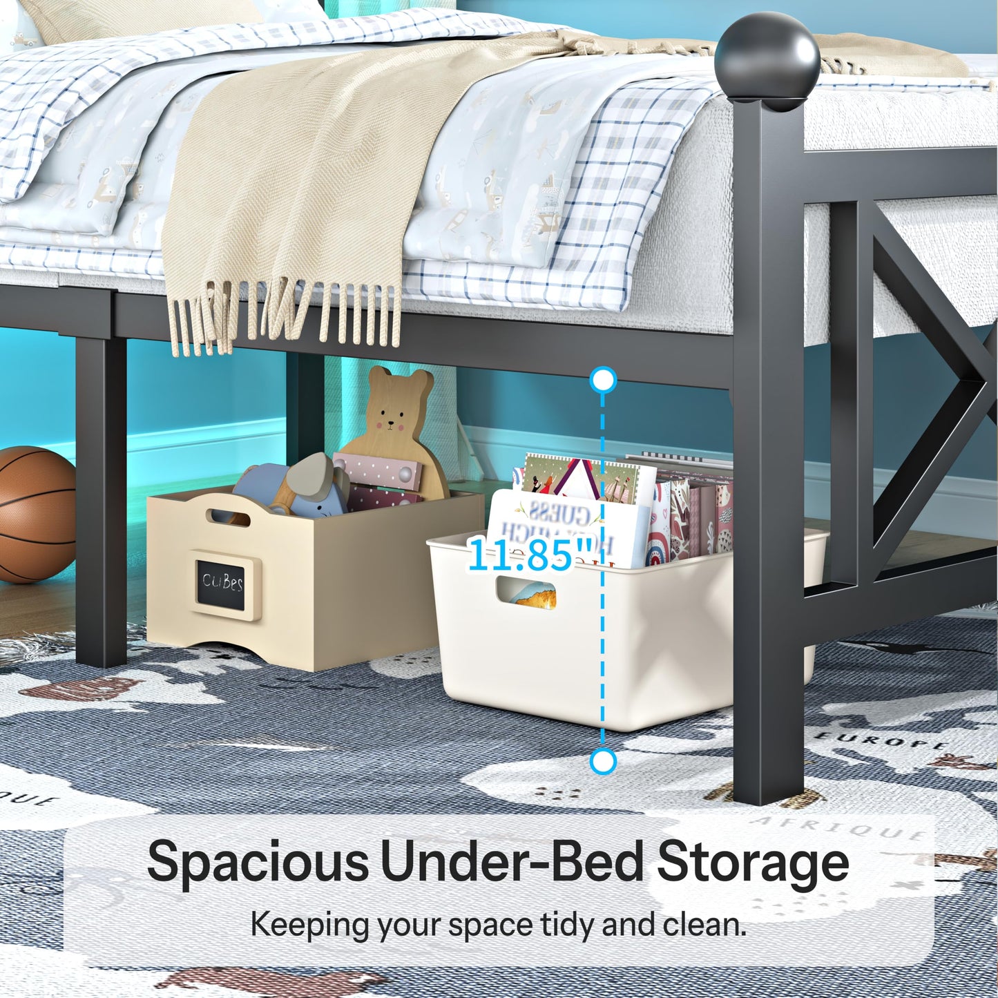 Twin Size Bed Frame with Charging Station