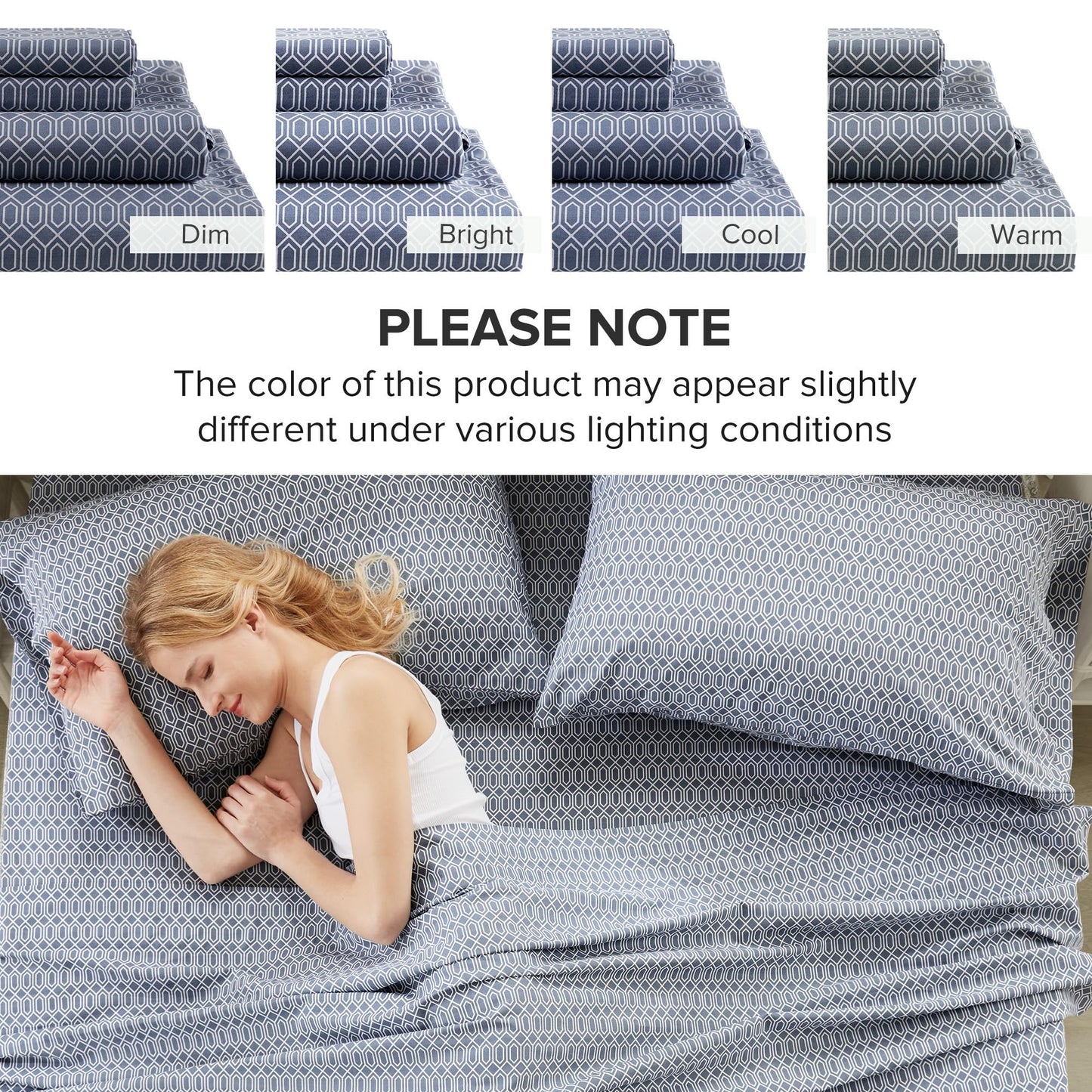 Comfort Spaces 100% Cotton Sheets Twin XL, Breathable, Naturally Cool Cotton Sheets, Soft Cotton Bed Sheets with 14" Elastic Pocket Fits up to 16" Mattress, All Seasons Sheet Set, Diamond Blue 3 Piece