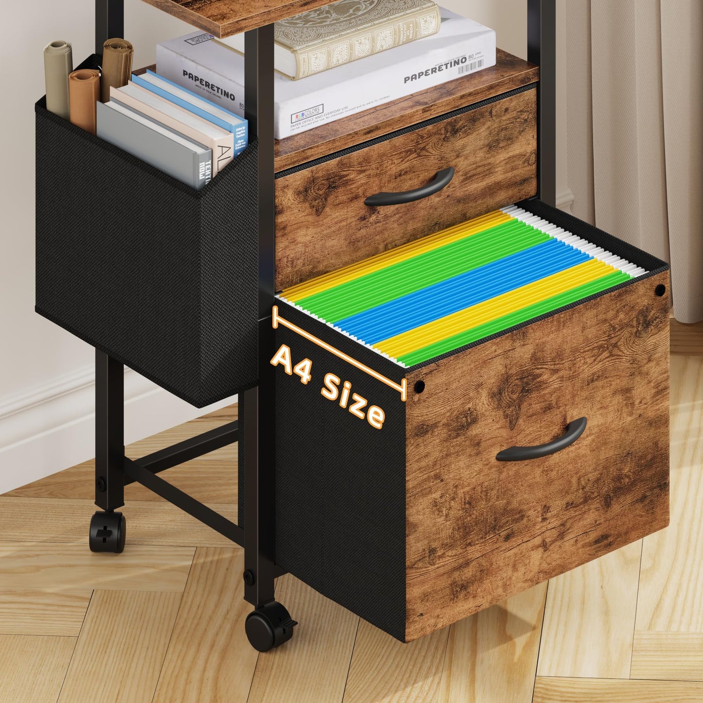 2 Drawer File Cabinet with 24'' Extended Desktop