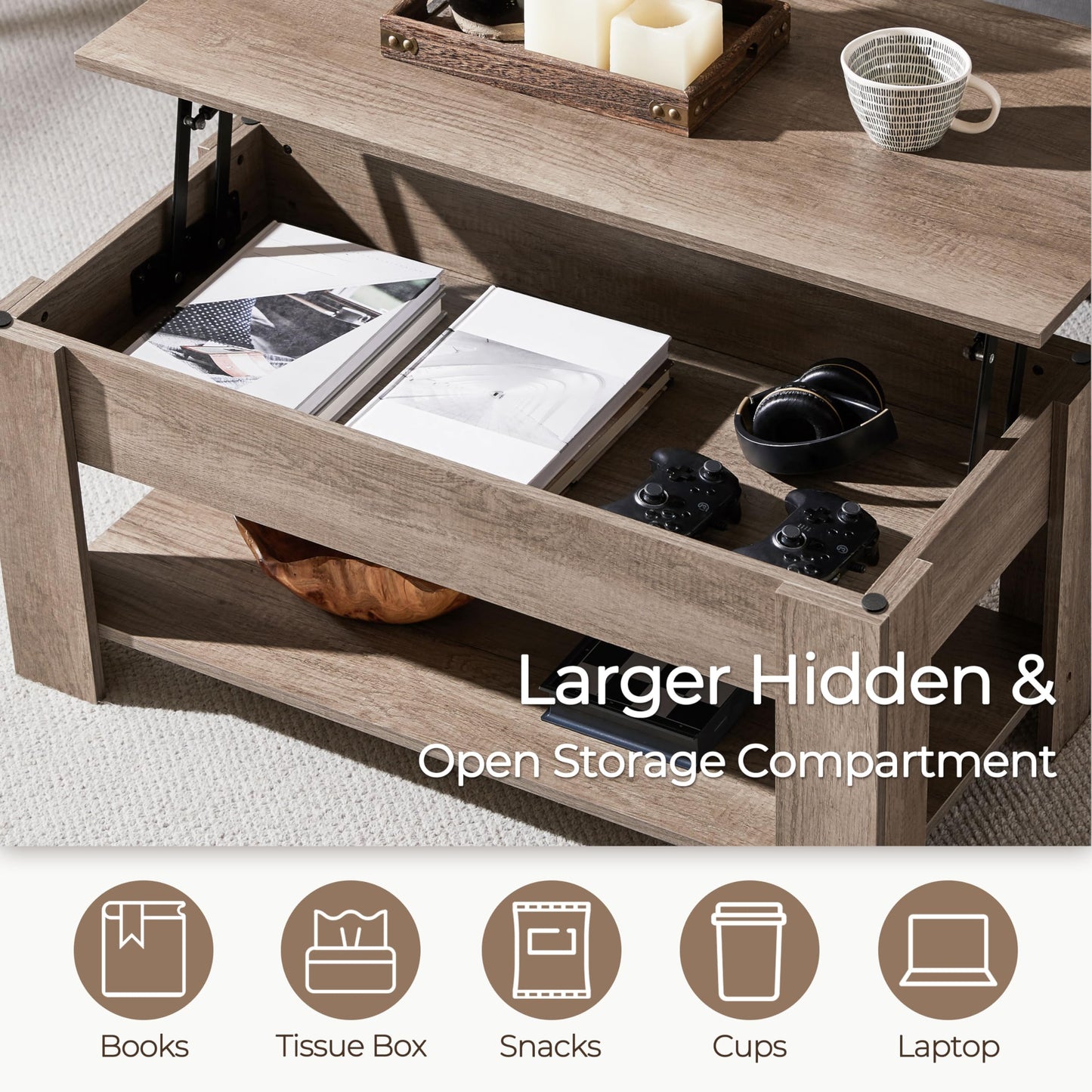 Elegant Design Lift Top Coffee Table