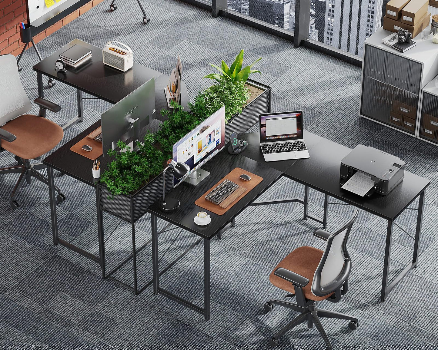 Rustic Brown L Shaped Gaming Desk